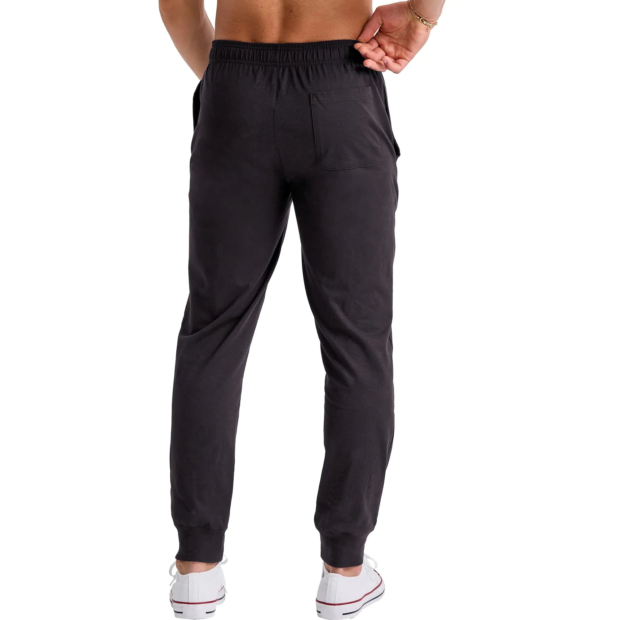 Hanes Originals Cotton Joggers, Jersey Sweatpants for Men with Pockets, 30" Inseam Large Black - Evallys.com # #