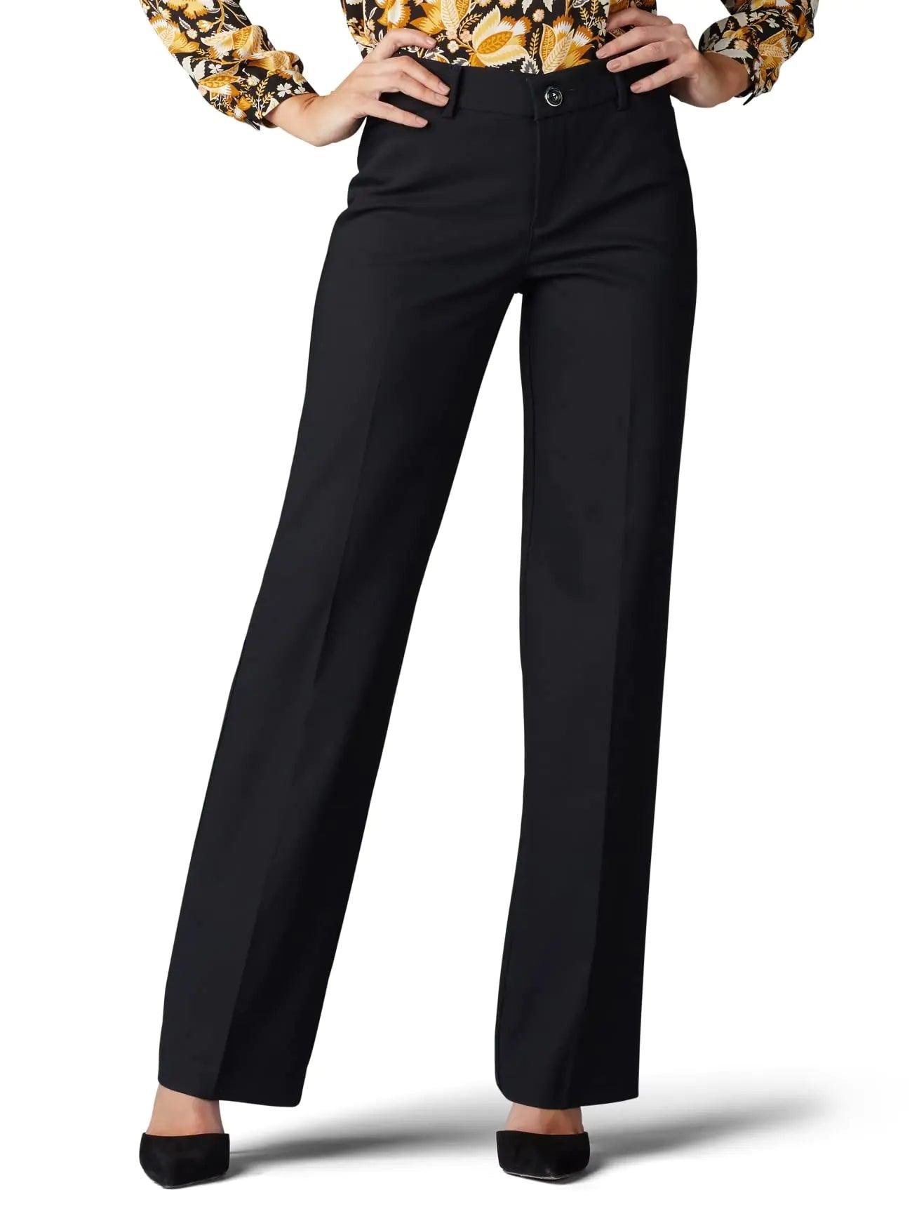 Lee Women's Ultra Lux Comfort with Flex Motion Trouser Pant 4 Long Black - Evallys.com # #