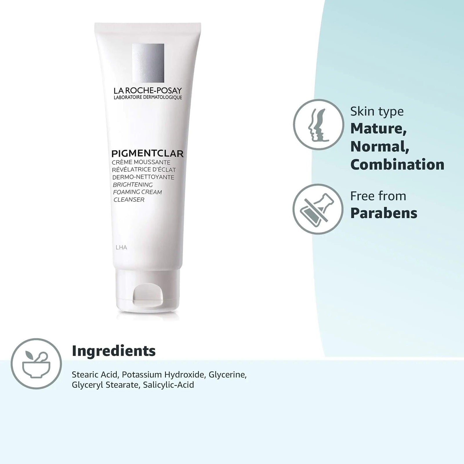 La Roche-Posay Pigmentclar Brightening Face Cleanser, Exfoliating Face Wash with LHAs, Dark Spot Remover and Skin Tone Brightening, Fragrance Free Foaming Cream Cleanser (Pack of 1) - Evallys.com # #