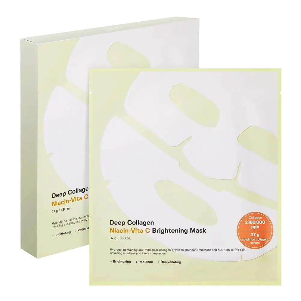 Deep Collagen Niacin-Vita C Brightening Overnight Mask 37gx4ea | The real collagen 2,160,000ppb | Facial Hydrogel Masks with low molecular weight collagen for elasticity and dark spot 4 Count (Pack of 1) - Evallys.com # #