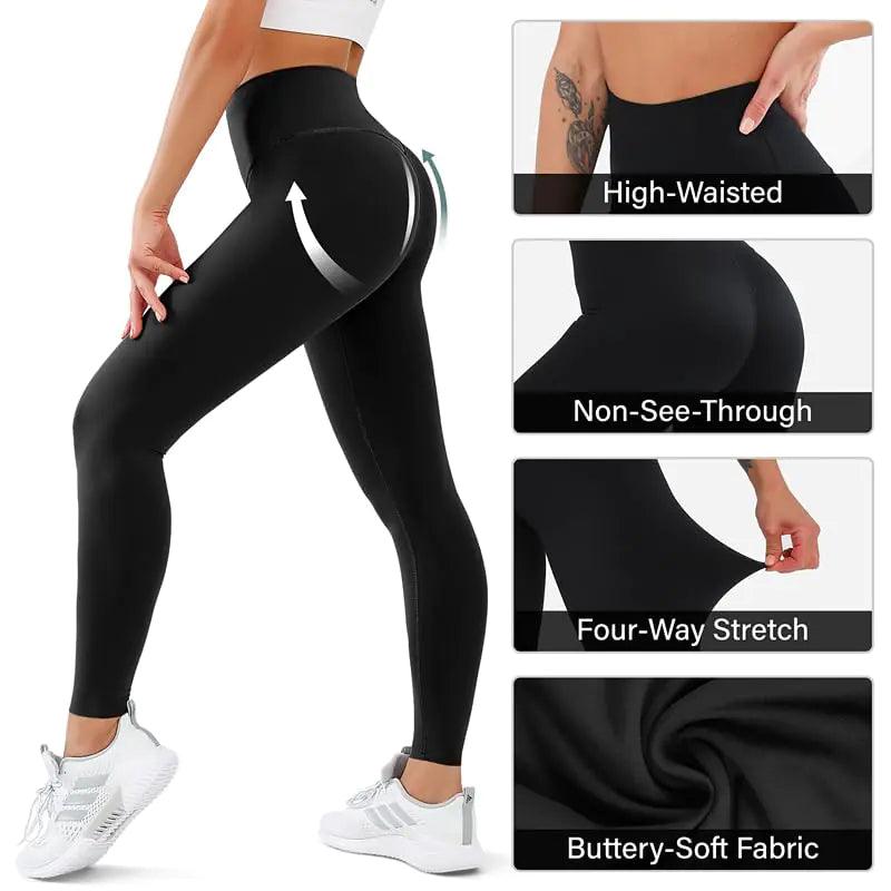 3 Pack Leggings for Women High Waisted No See-Through Tummy Control Soft Yoga Pants Womens Workout Athletic Running Leggings 3 Pack No Pockets Small-Medium 02 Black/Grey/Navy - Evallys.com # #