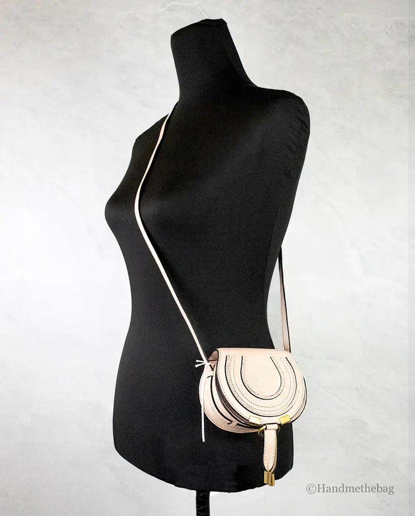 Chloe Nano Marcie Pale Blush Leather Shoulder Saddle Bag - Evallys.com # #