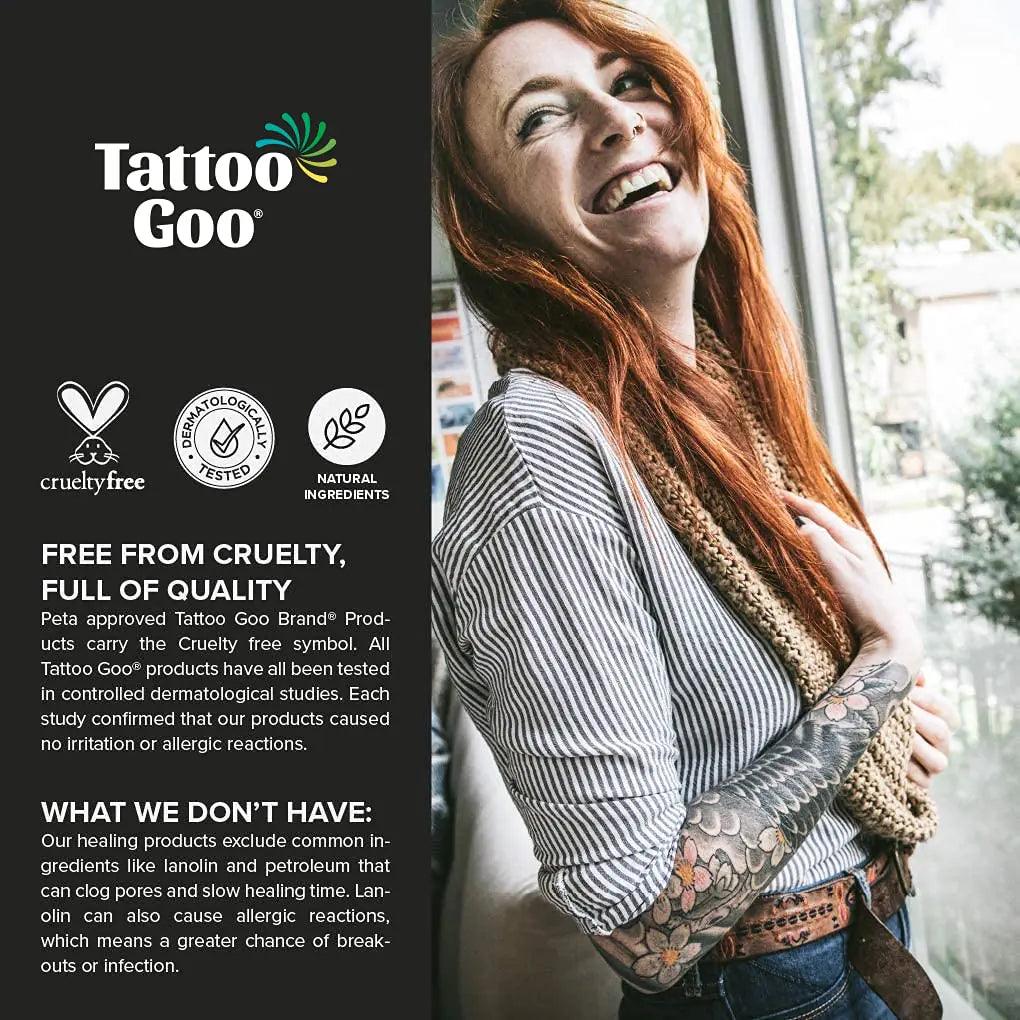 Tattoo Goo Aftercare Kit Includes Antimicrobial Soap, Balm, and Lotion, Tattoo Care for Color Enhancement + Quick Healing - Vegan, Cruelty-Free, Petroleum-Free (3 Piece Set) - Evallys.com # #