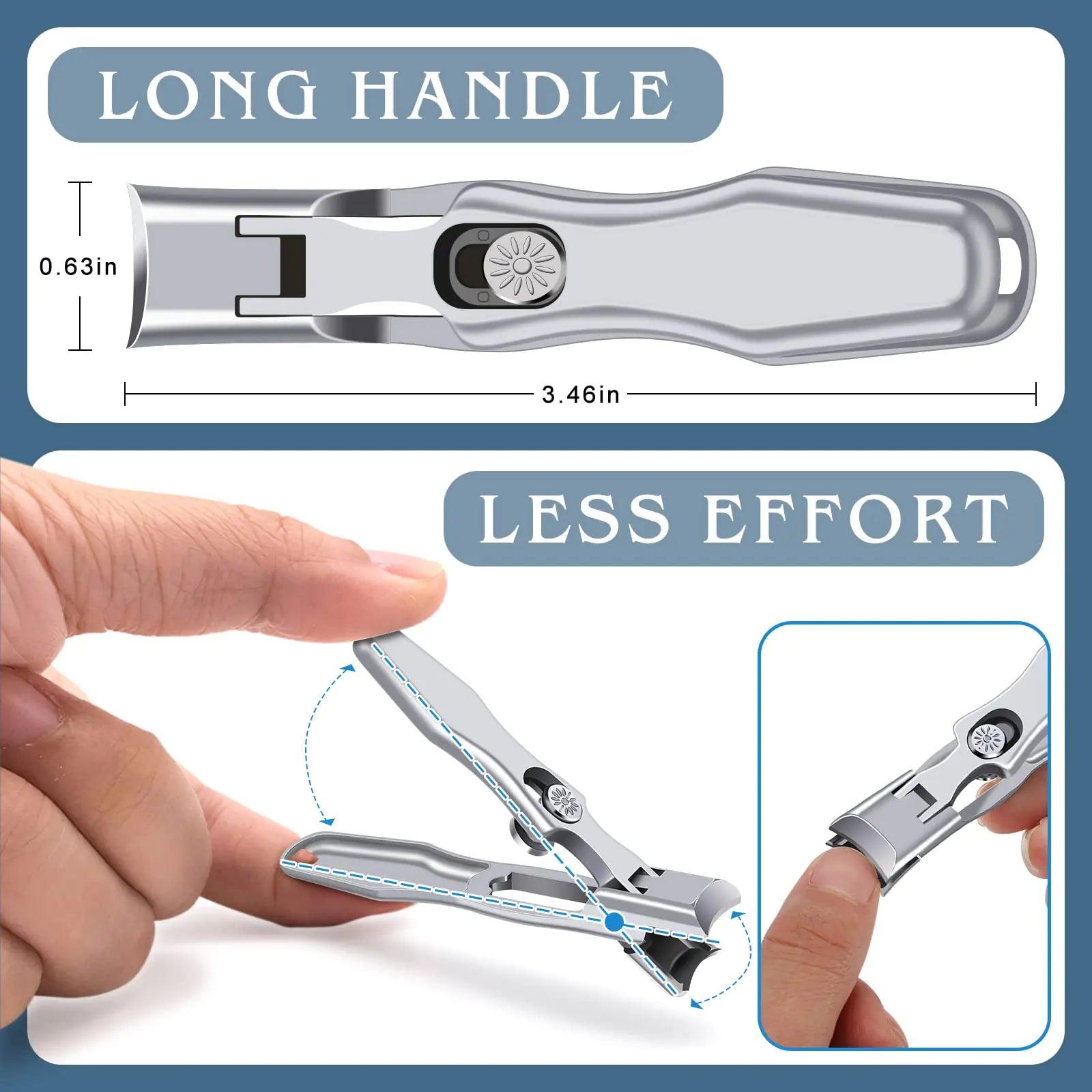 2024 Upgrade Nail Clippers for Men Thick Nails - DRMODE Large Wide Jaw Opening Toe Nail Clippers for Seniors, Heavy Duty Stainless Steel No Splash Fingernail Clipper Cutters Long Handle with Catcher - Evallys.com # #