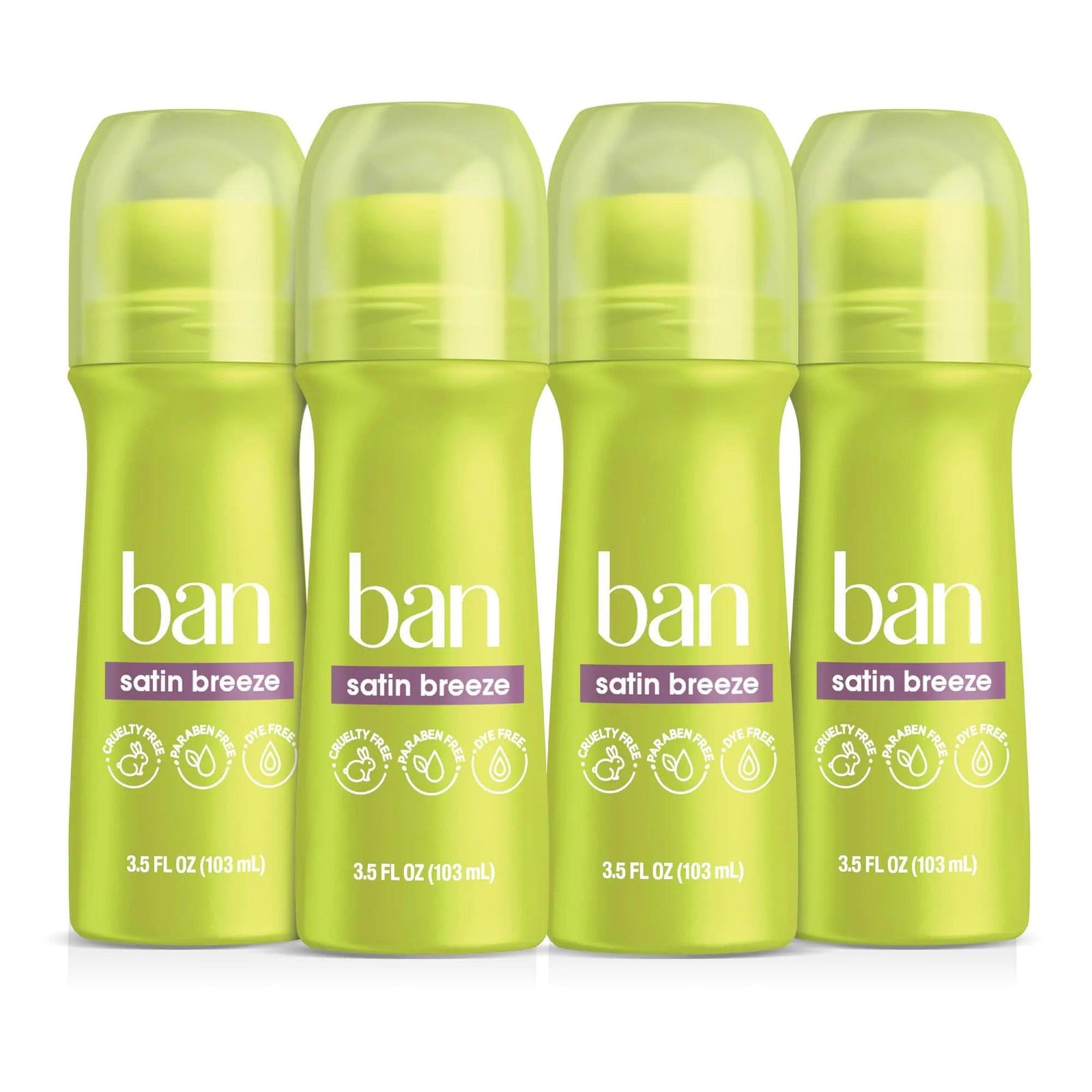 Ban Satin Breeze 24-hour Invisible Antiperspirant, 3.5oz Roll-on Deodorant for Women and Men, 4-pack, Underarm Wetness Protection, with Odor-fighting Ingredients 3.5 Fl Oz (Pack of 4) - Evallys.com # #