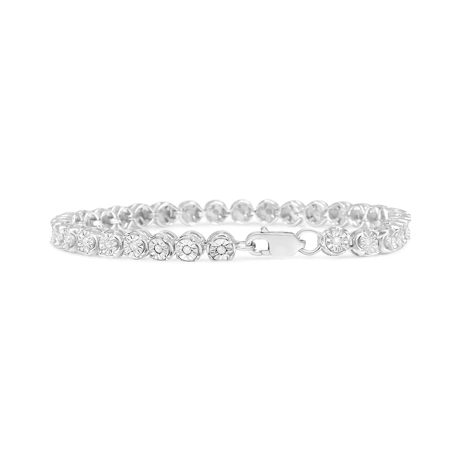 .925 Sterling Silver 1/2 Cttw Round Miracle-Set Diamond Tennis Bracelet (I2-I3 Clarity, I-J Color) - 7.25