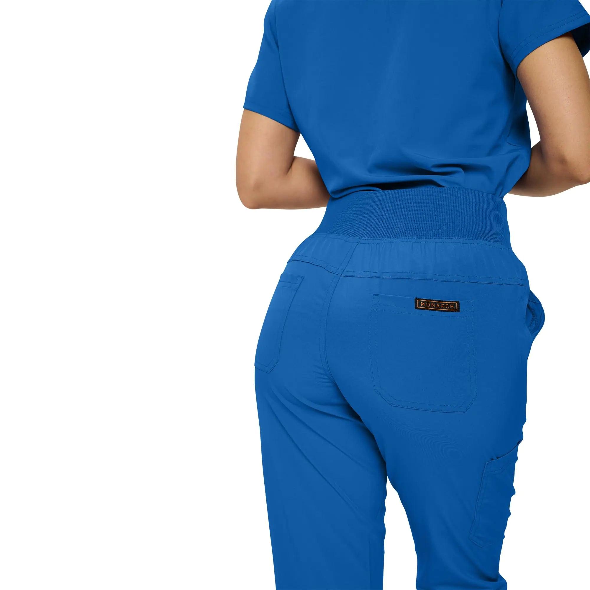 MONARCH UNIFORMS Stretchy Scrubs Women's Jogger Scrub Set In Regular and Petite Jogger Scrubs with Tuck-In Top for Women Royal Blue X-Small - Evallys.com # #