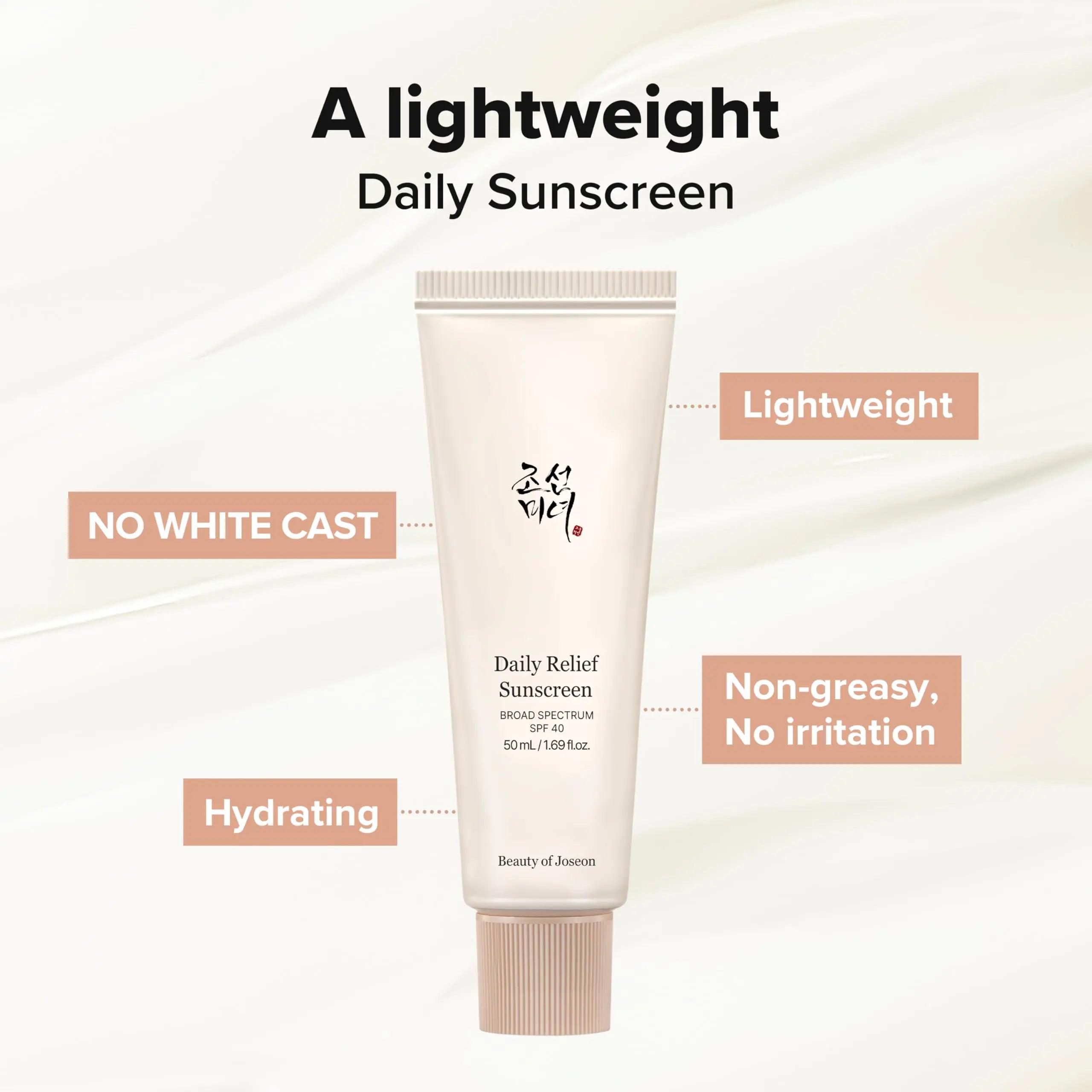 Beauty of Joseon Daily Relief Sunscreen for face Sun moisturizing with Broad Spectrum SPF 40 Korean sunscreen skincare 50ml, 1.69 fl.oz - Evallys.com # #