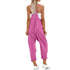 One Piece Jumpsuits for women V Neck Sleeveless Loose Fit overalls Spaghetti Strap Harem Long Pants with Pockets Purple Pink X-Large - Evallys.com # #