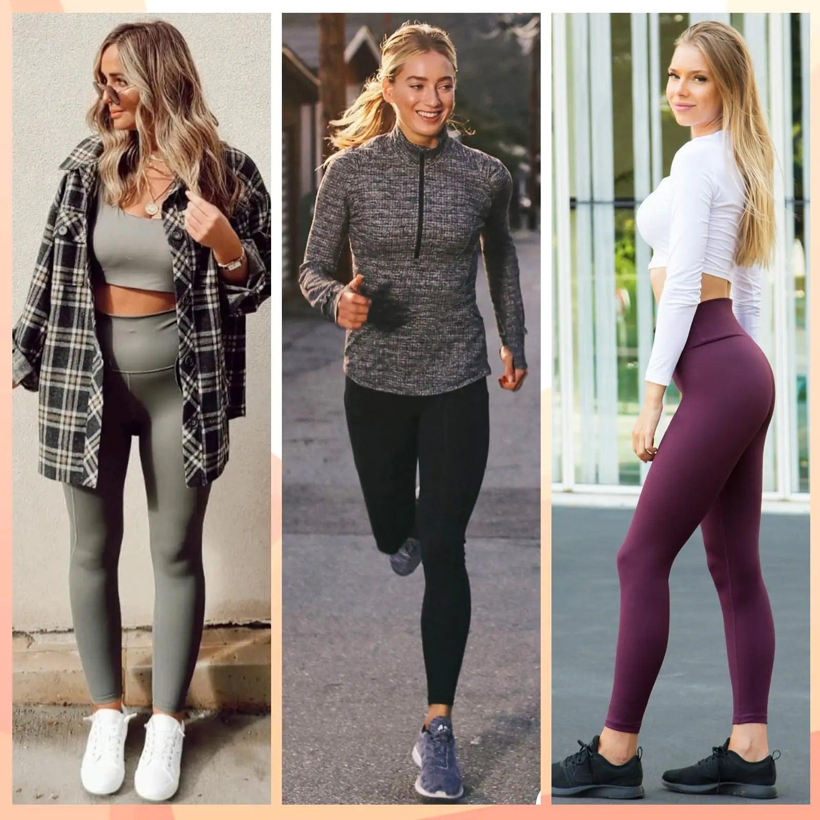 NEW YOUNG 3 Pack Leggings with Pockets for Women,High Waisted Tummy Control Workout Yoga Pants Small-Medium 3 Pack-c-black/Navy/Rose Pink - Evallys.com # #