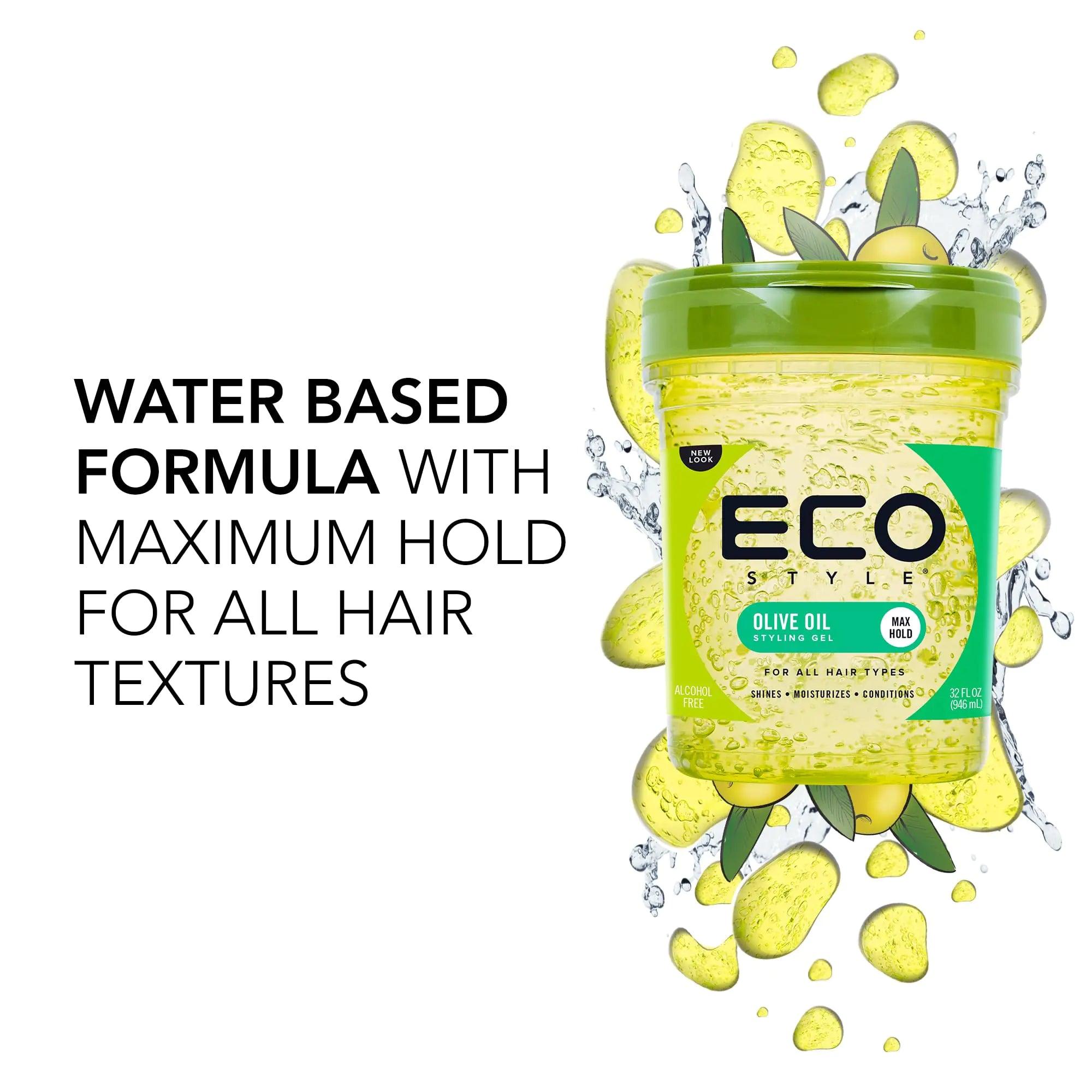 Ecoco Eco Style Gel Olive Oil - 100% Pure Olive Oil - Adds Shine And Tames Split Ends - Weightless Style - Nourishes And Repairs - Adds Moisture To The Scalp - Superior Hold - Healthy Shine - 32 Oz 32 Fl Oz (Pack of 1) - Evallys.com # #