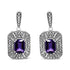 .925 Sterling Silver Diamond Accent and 7x5mm Purple Amethyst Stud Earrings (I-J Color, I2-I3 Clarity) - Evallys.com # #