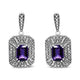 .925 Sterling Silver Diamond Accent and 7x5mm Purple Amethyst Stud Earrings (I-J Color, I2-I3 Clarity) - Evallys.com