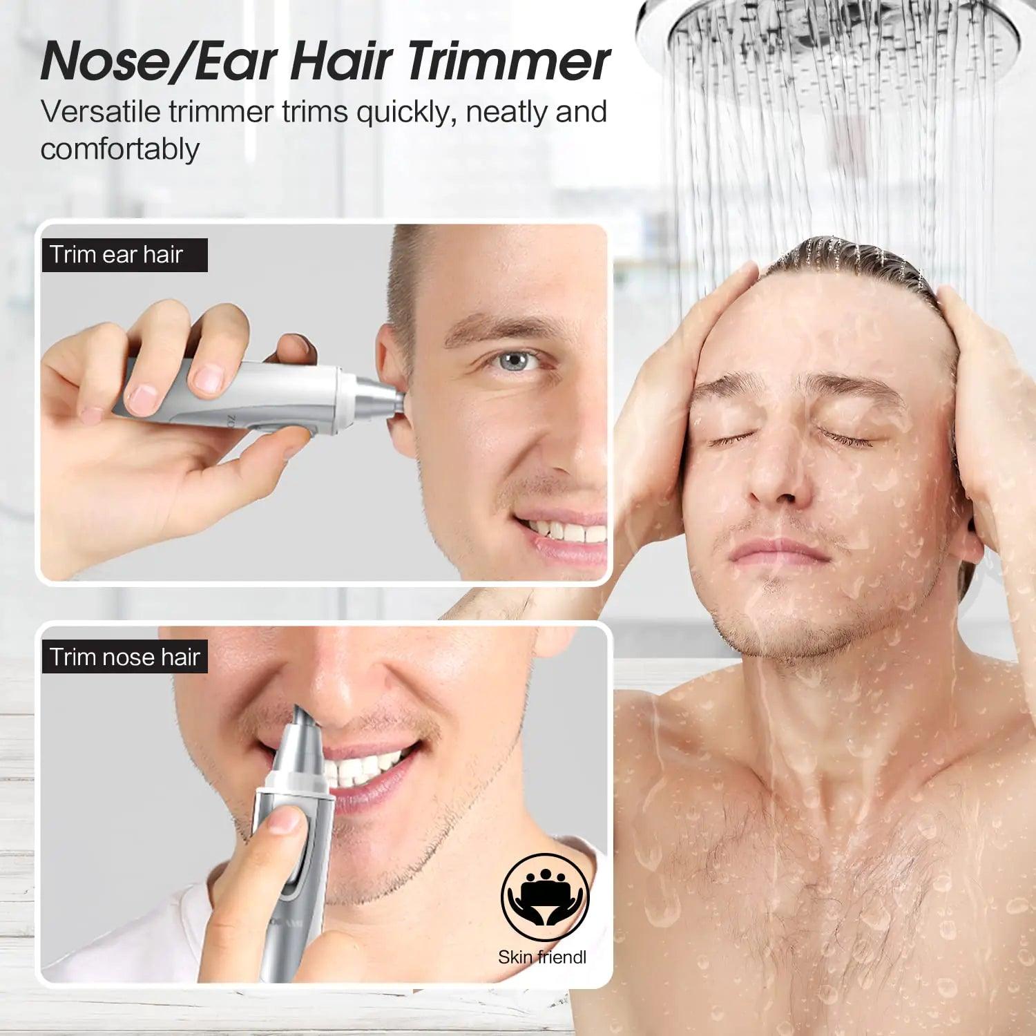 Ear and Nose Hair Trimmer Clipper - 2024 Professional Painless Eyebrow & Facial Hair Trimmer for Men Women,Battery-Operated Trimmer with IPX7 Waterproof,Dual Edge Blades for Easy Cleansing White - Evallys.com # #