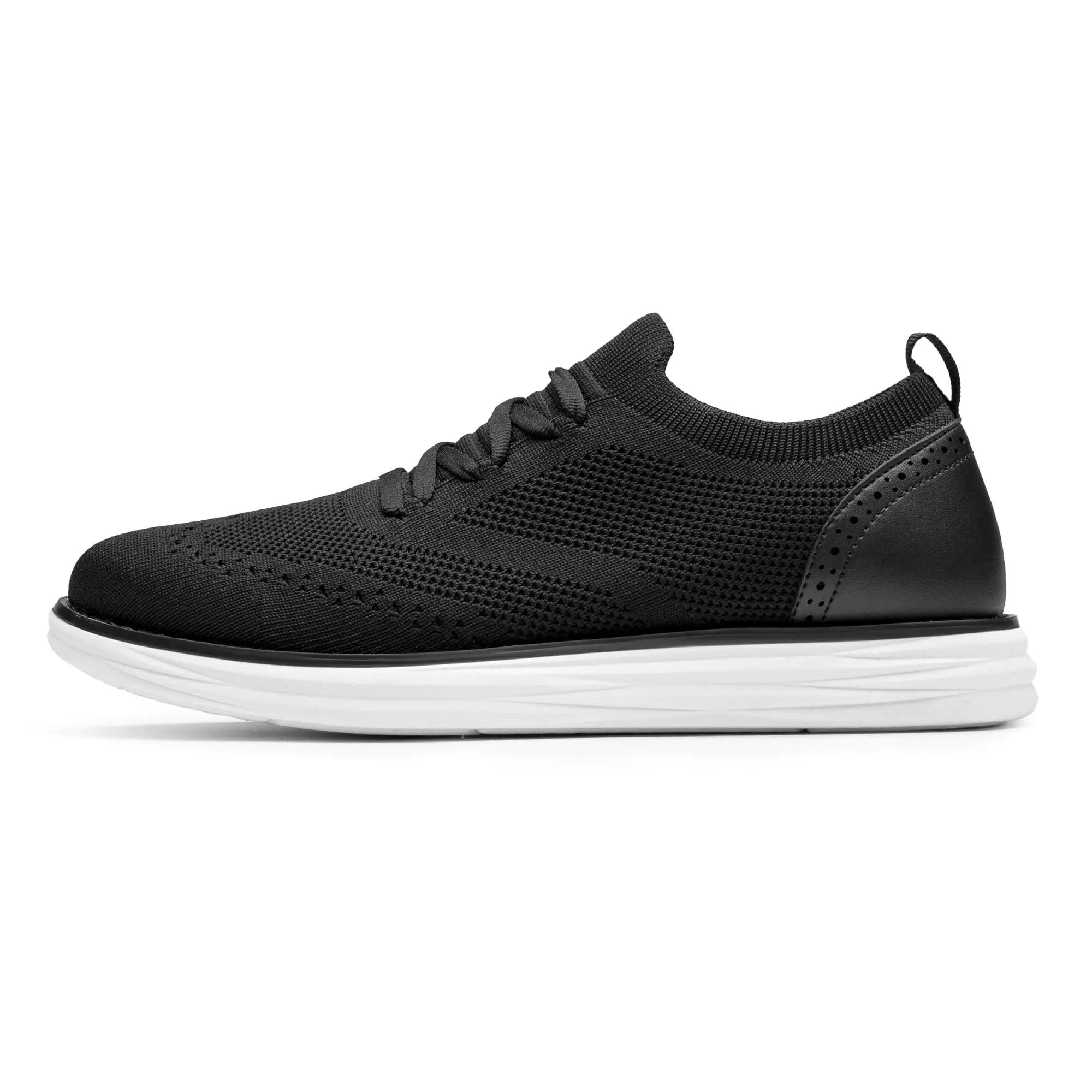 Bruno Marc Men's KnitFlex Craft Mesh Oxfords Sneakers Casual Dress Lace-Up Lightweight Walking Shoes 12 7-black - Evallys.com # #