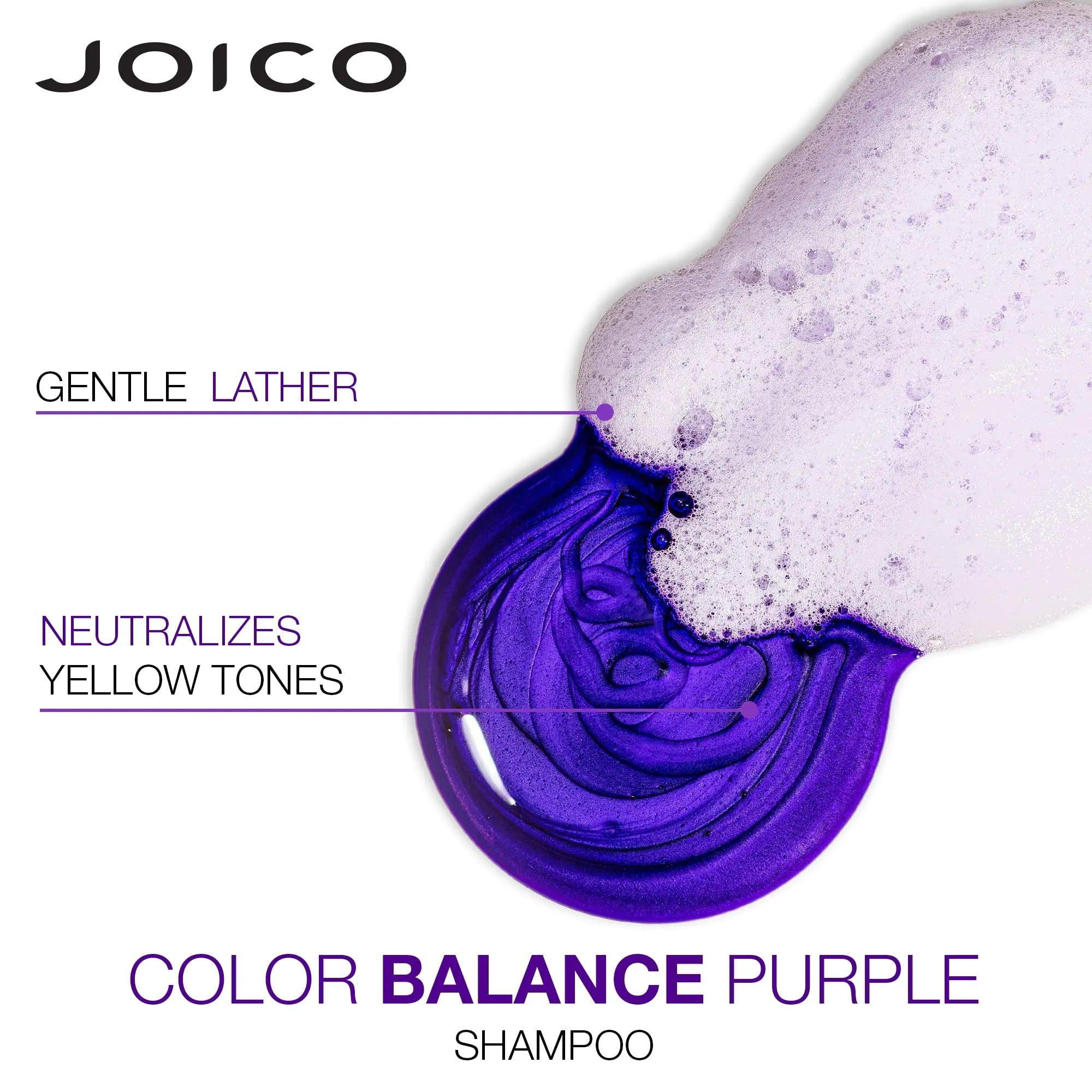 Joico Color Balance Purple Shampoo | For Cool Blonde or Gray Hair | Eliminate Brassy Yellow Tones | Boost Color Vibrancy & Shine | UV Protection | With Rosehip Oil & Green Tea Extract 33.8 oz, New Look - Evallys.com # #