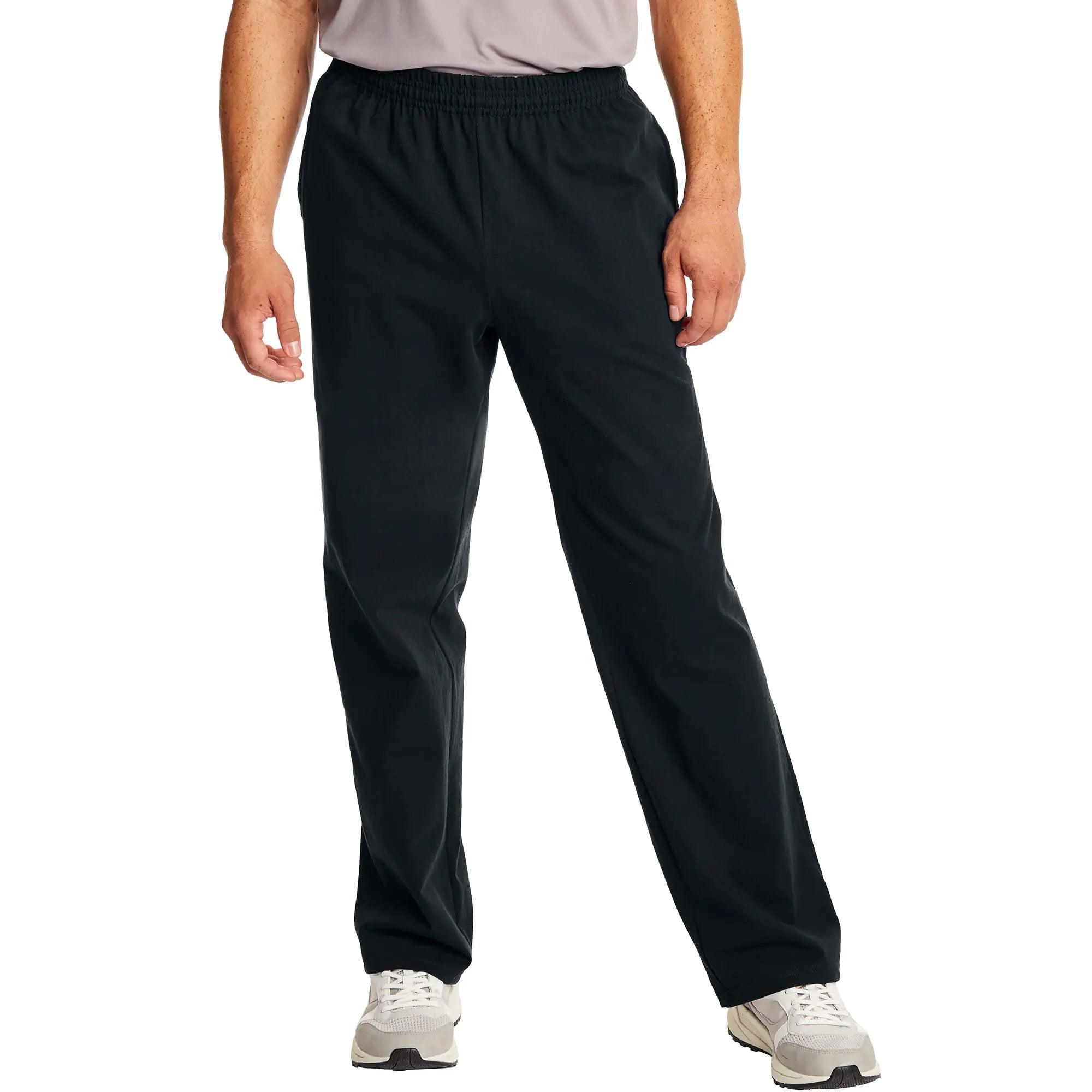 Hanes Essentials Sweatpants, Men’s Cotton Jersey Pants with Pockets, 33” X-Large Black - Evallys.com # #