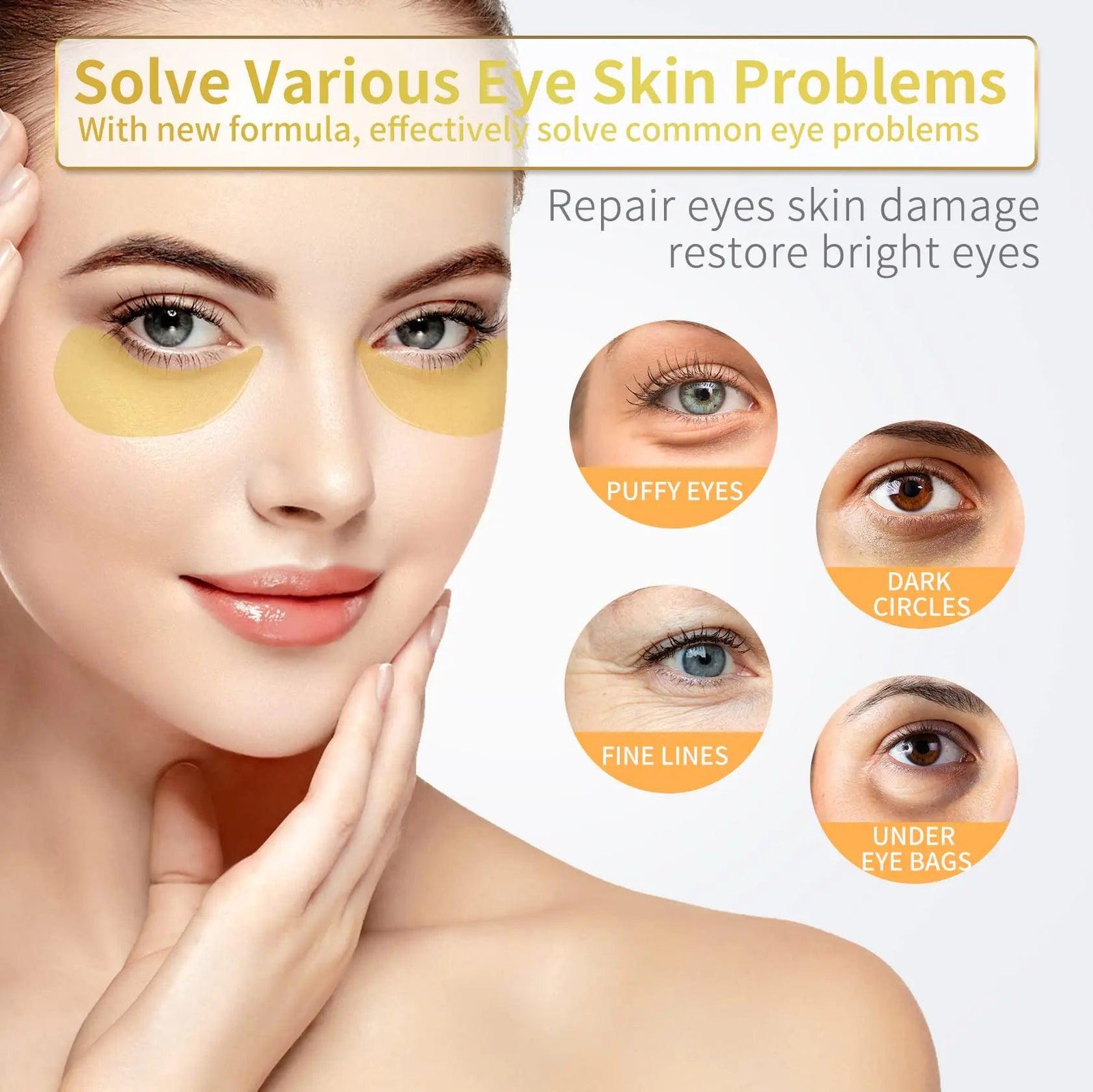 Under Eye Patches - 60 Pcs - 24K Gold Eye Mask- Puffy Eyes & Dark Circles Treatments,Reduce Under Eye Bags and Smooth Wrinkles,Eye Skin Care Pads With Collagen,Hyaluronic Acid & Castor Oil - Evallys.com # #