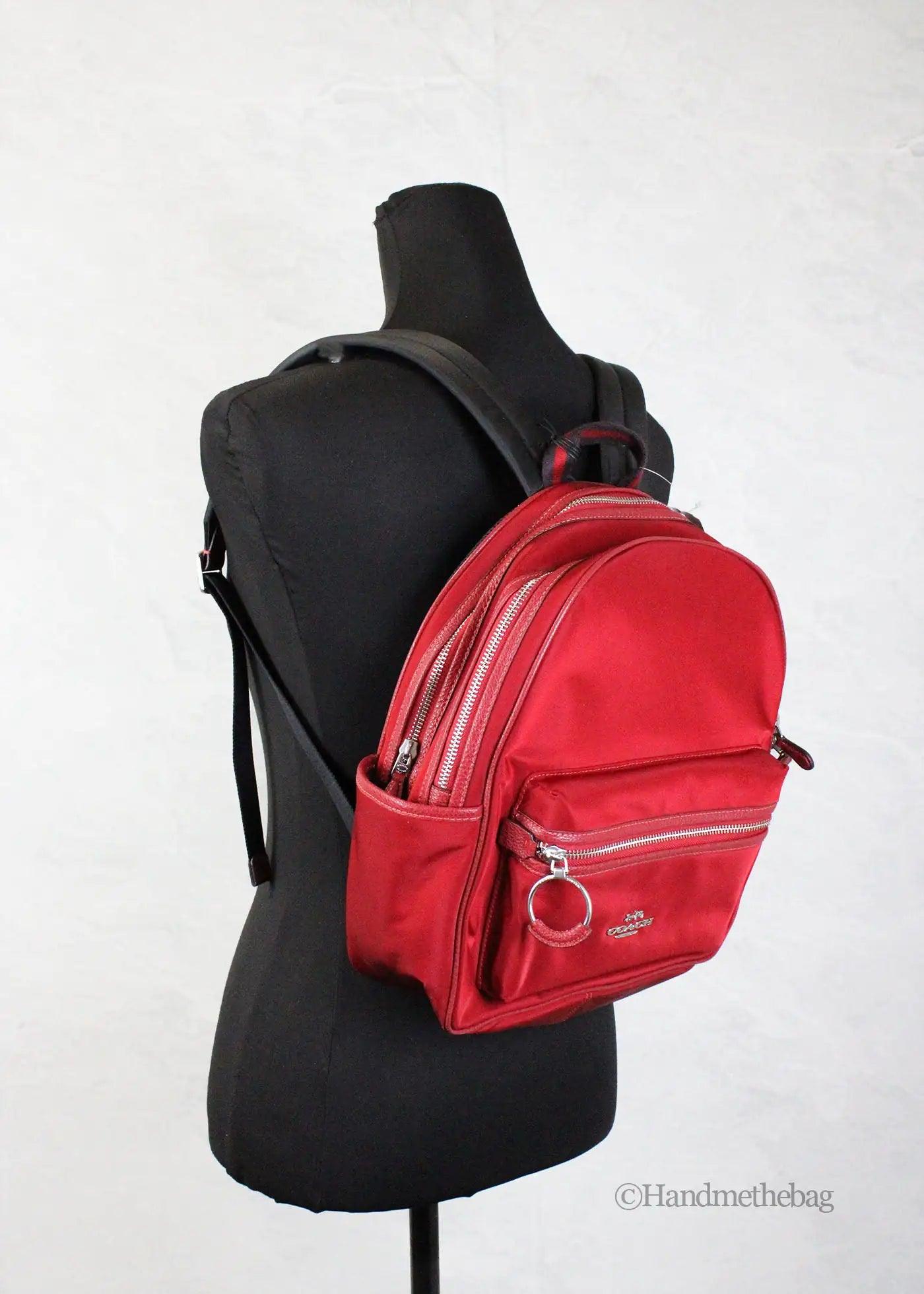 Coach Ellis Medium Nylon 1941 Red Shoulder Backpack - Evallys.com # #