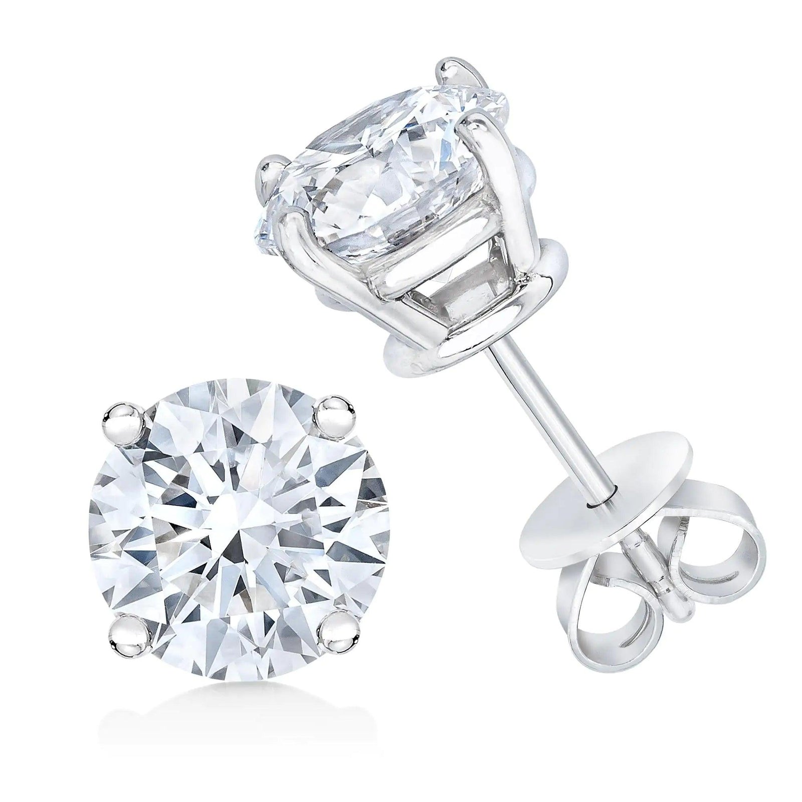 14K White Gold 1/2 Cttw 4-Prong Set Brilliant Round-Cut Solitaire Lab Grown Diamond Push Back Stud Earrings (F-G Color, VS2-SI1 Clarity) - Evallys.com # #