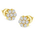 14K Yellow Gold 1/2 Cttw Round Brilliant Cut Diamond Floral Cluster Screwback Stud Earrings (I-J Color, SI2-I1 Clarity) - Evallys.com