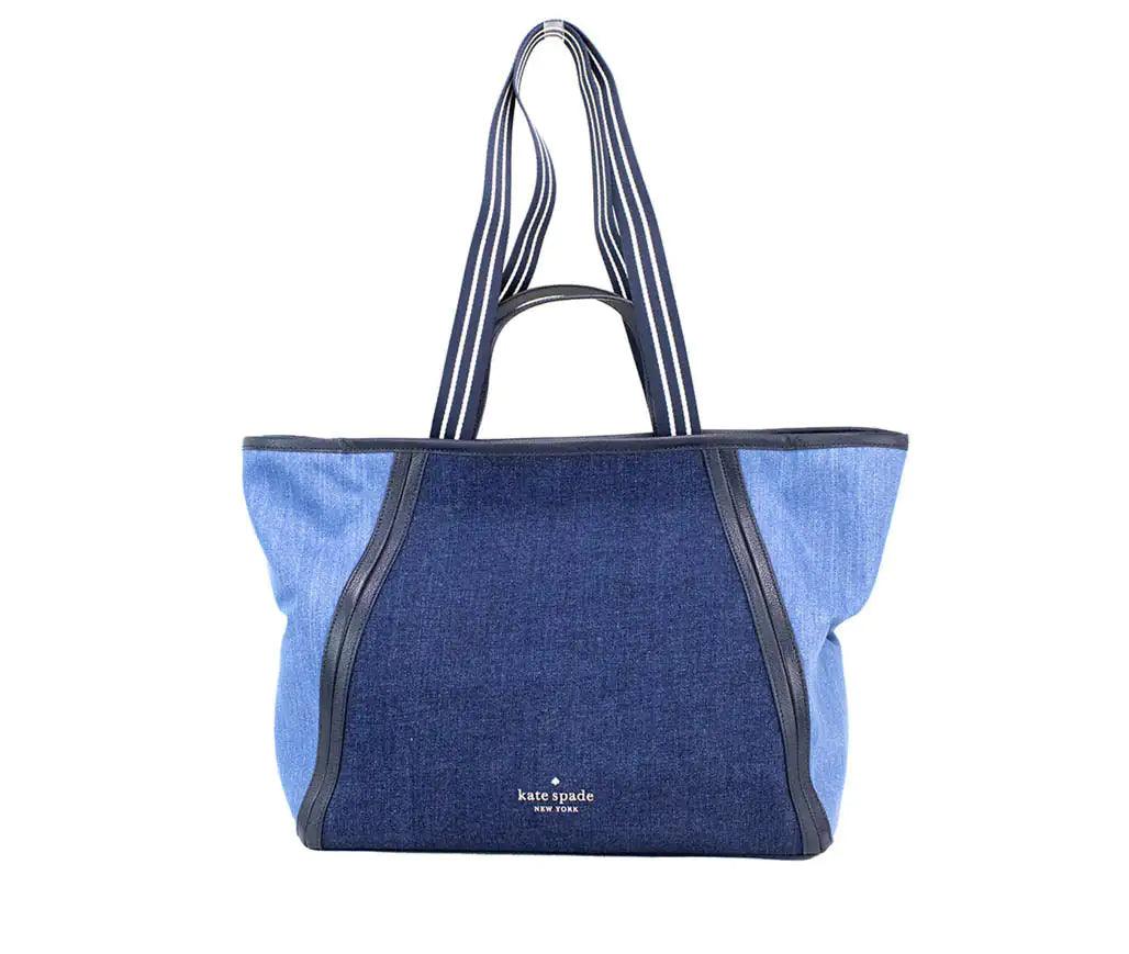 Kate Spade Rosie Large Blue Colorblock Denim Slouchy Tote - Evallys.com # #