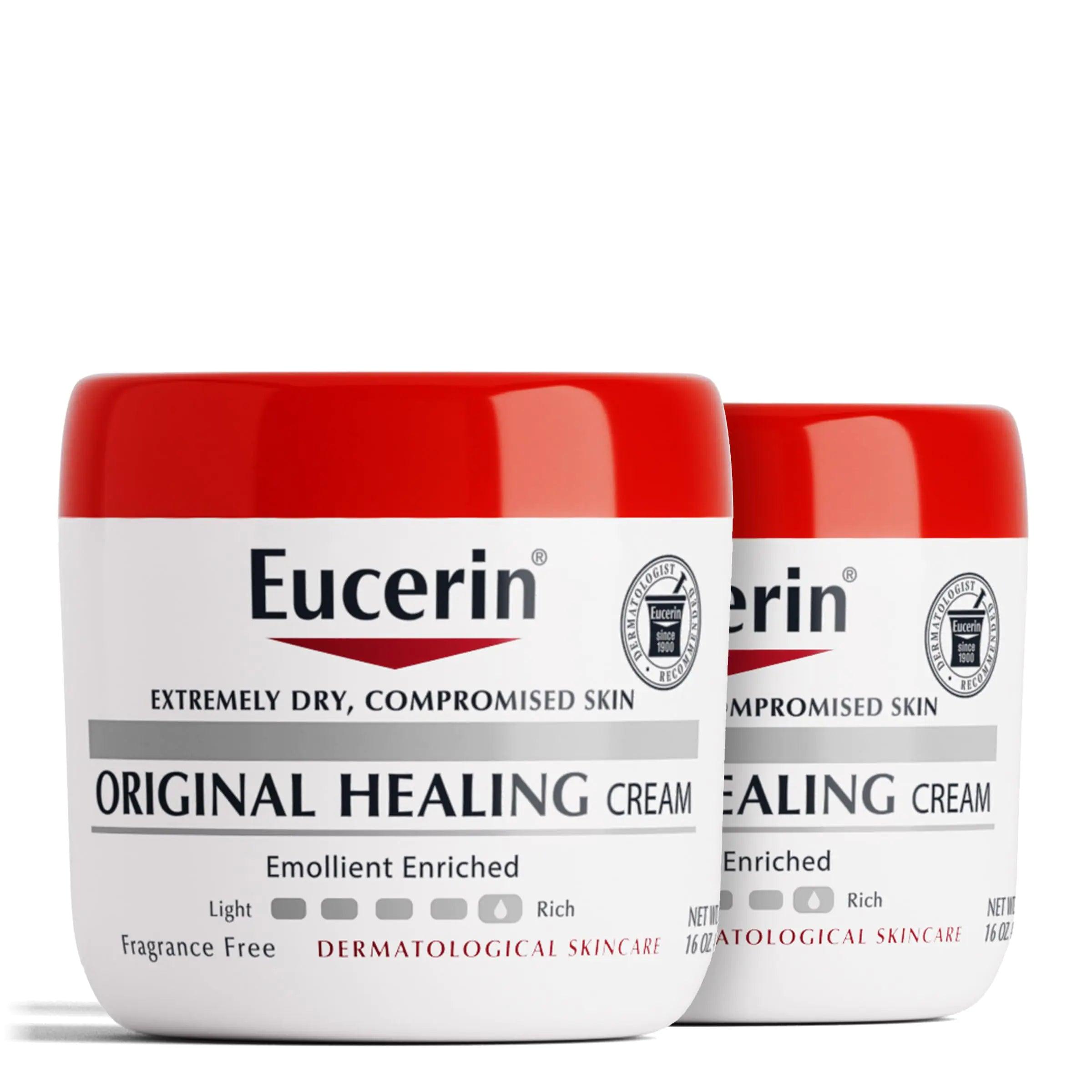 Eucerin Original Healing Cream, Unscented Body Cream for Extremely Dry, Sensitive and Compromised Skin, Emollient Enriched Body Moisturizer, 16 Oz Jar, Pack of 2 - Evallys.com # #