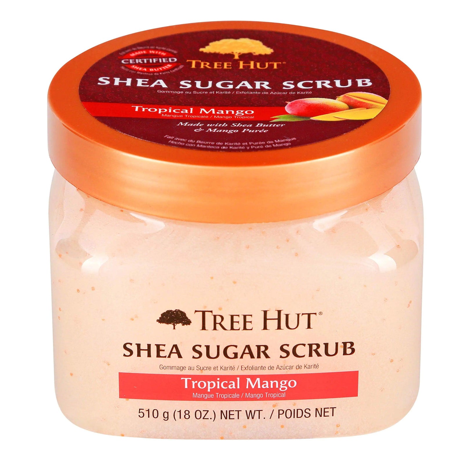 Tree Hut Shea Sugar Scrub Tropical Mango, 18oz, Ultra Hydrating and Exfoliating Scrub for Nourishing Essential Body Care Mango Puree - Evallys.com # #