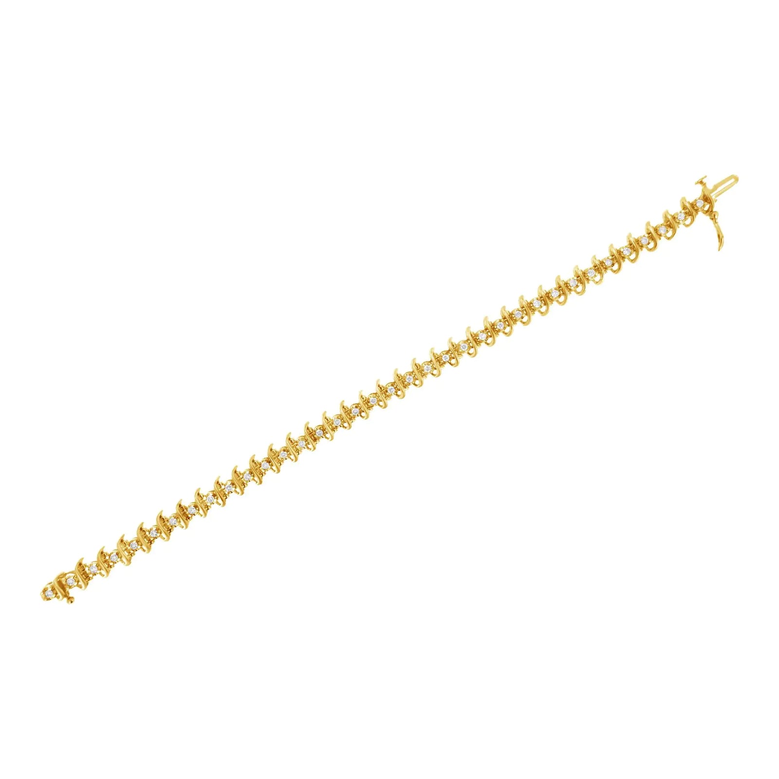 10KT Yellow Gold Plated .925 Sterling Silver 1 cttw Prong-Set Diamond Link Bracelet (J-K, I1-I2) - 7.5