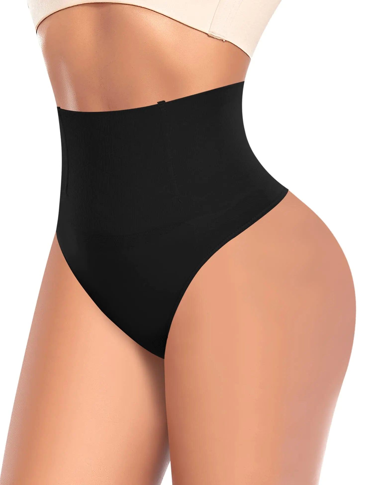 Tummy Control Thong Shapewear for Women High Waist Shaping Underwear Seamless Body Shaper Panties Girdle A# Black (Mid Waisted) XX-Large - Evallys.com # #