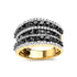 14K Yellow Gold Plated .925 Sterling Silver 1 3/4 Cttw Treated Black and White Alternating Diamond Multi Row Band Ring (Black / I-J Color, I2-I3 Clarity) - Evallys.com # #