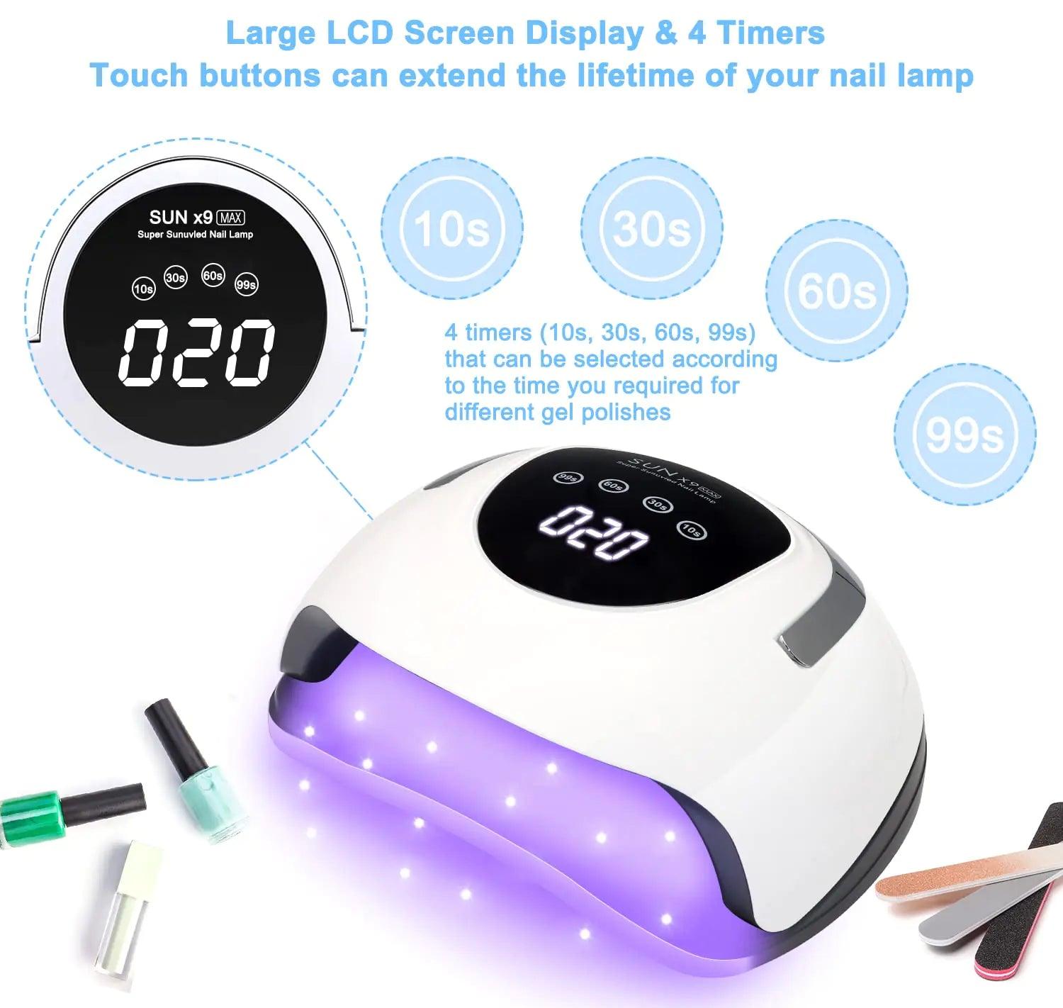 Wisdompark LED Nail Lamp 220W for Gel Nails Fast Curing Dryer with 57pcs Lamp Beads 4 Timers Professional UV Light for Home Salon Nail Art Tools White - Evallys.com # #