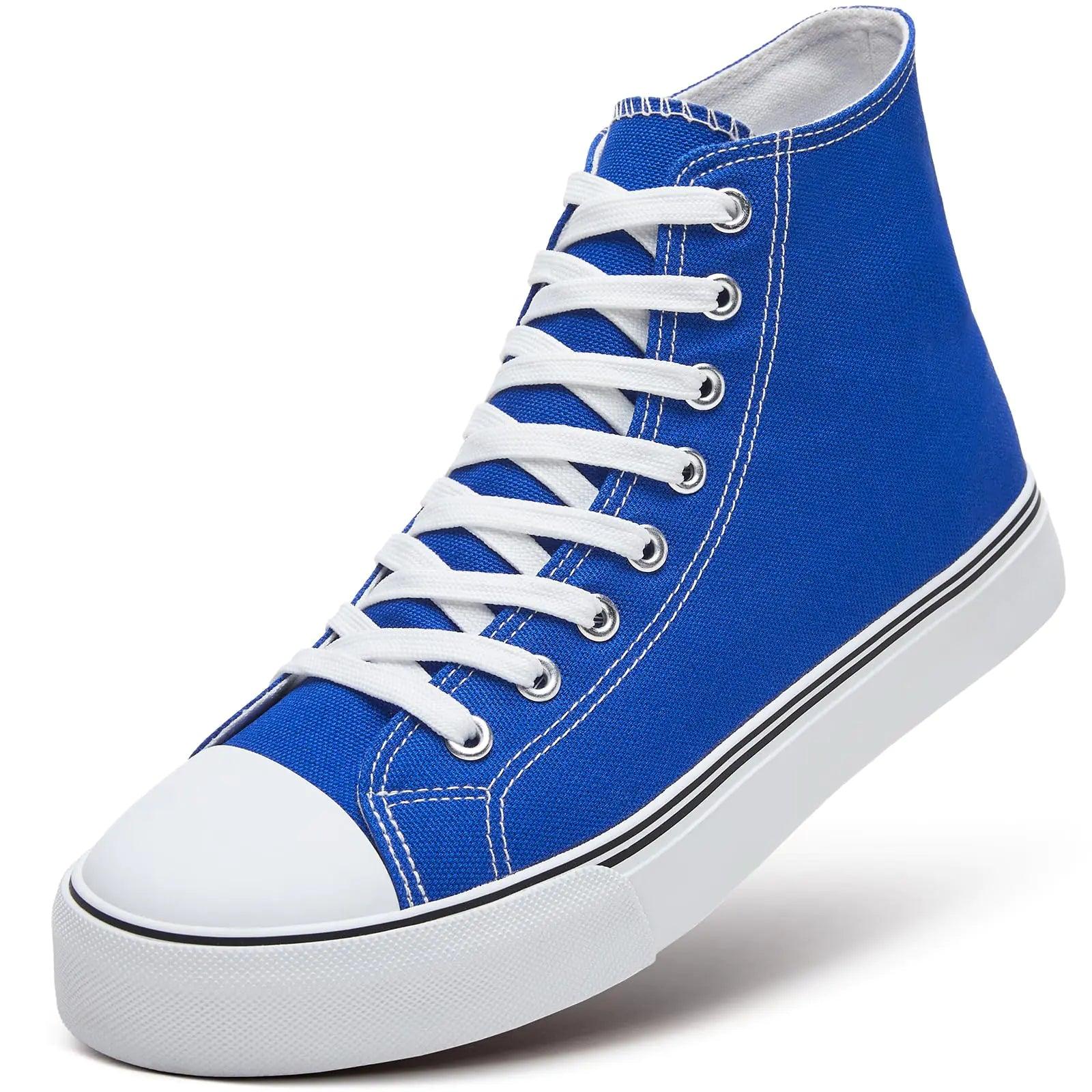 ZGR Men's High Top Canvas Sneakers Lace Up Classic Casual Walking Shoes 12 Blue - Evallys.com # #