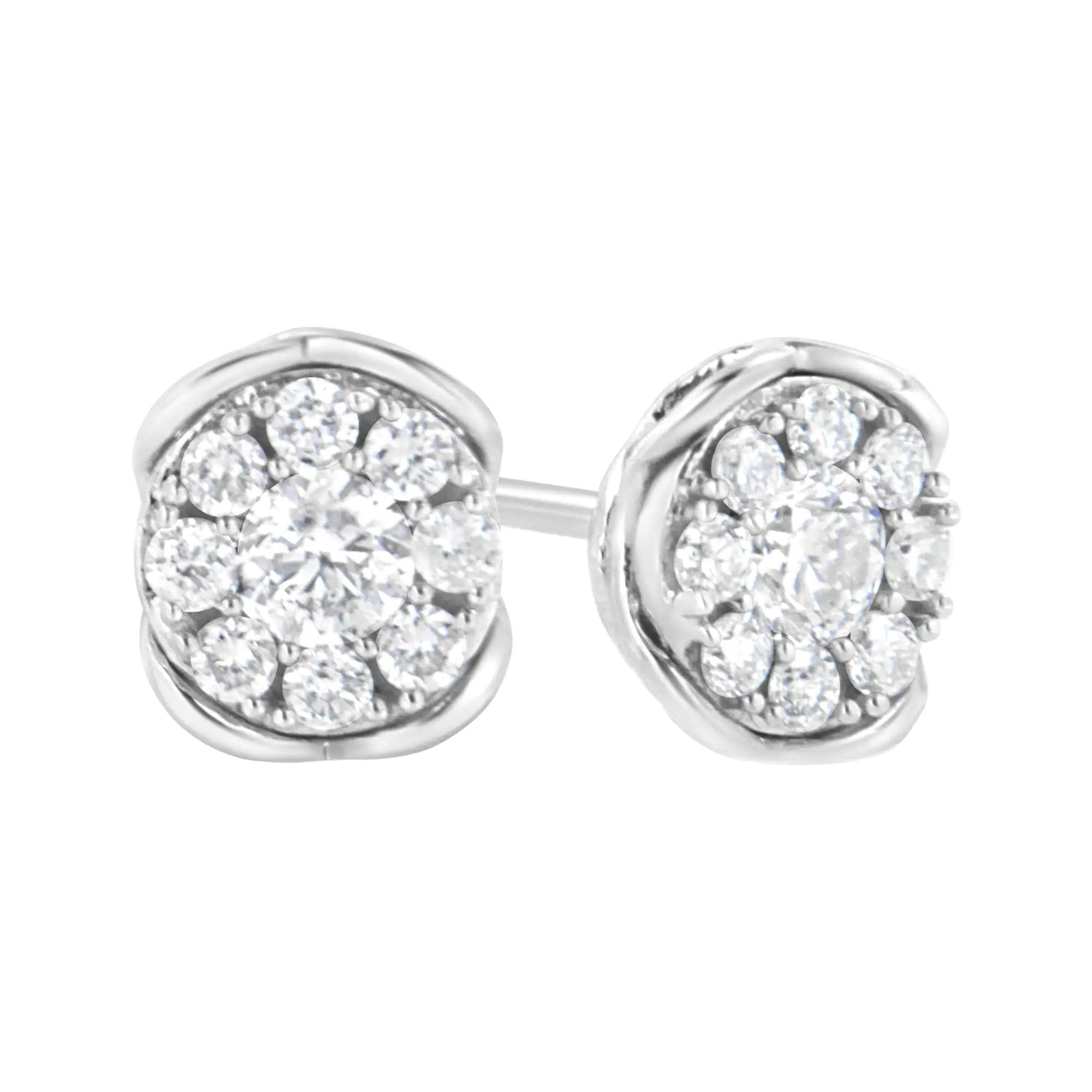 .925 Sterling Silver 1/2 cttw Lab Grown Diamond Composite Earring (F-G Color, VS2-SI1 Clarity) - Evallys.com # #