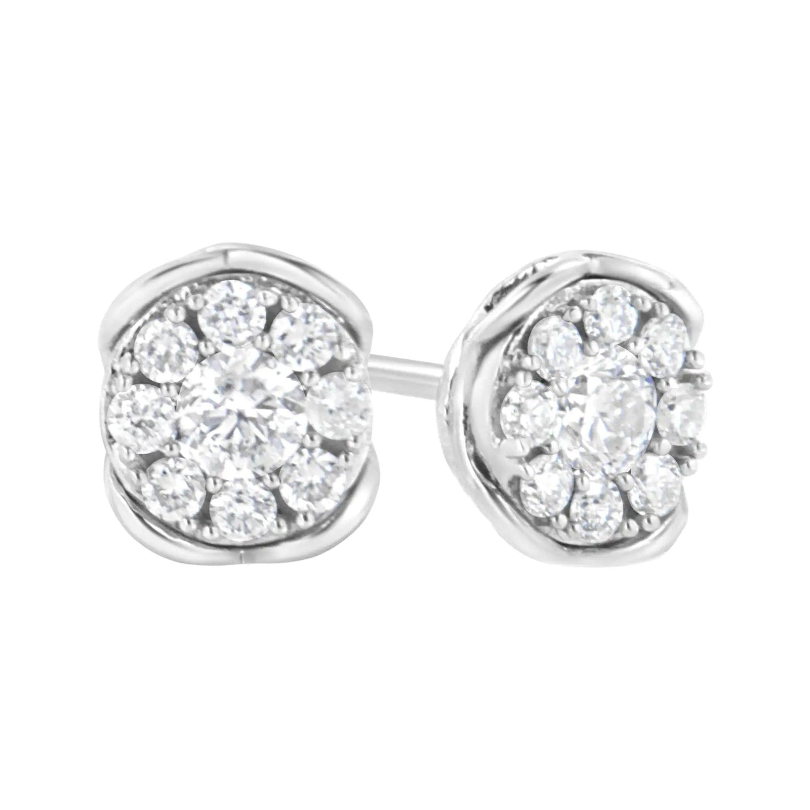 .925 Sterling Silver 1/2 cttw Lab Grown Diamond Composite Earring (F-G Color, VS2-SI1 Clarity) - Evallys.com # #