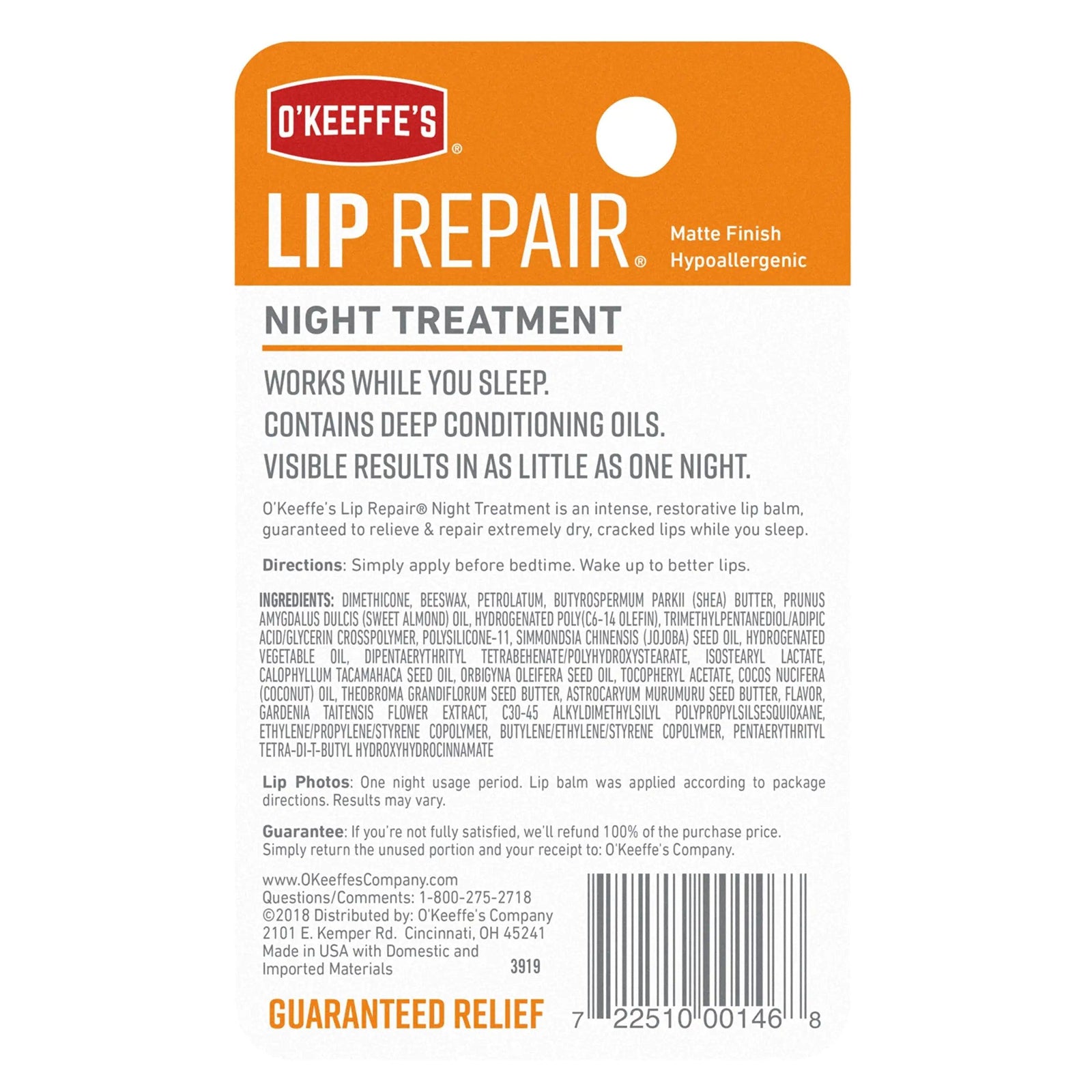 O'Keeffe's Lip Repair Night Treatment Lip Balm, 0.25 Ounce Jar, (Pack of 2) 2 - Pack - Evallys.com # #