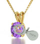 14k Yellow Gold Gemini Necklace Zodiac Pendant 24k Gold Inscribed on Crystal - Evallys.com