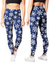 SATINA High Waisted Leggings for Women - Capri, Full Length, Fleece & with Pockets Women's Leggings …- New One Size Blue Snowflake - Evallys.com # #