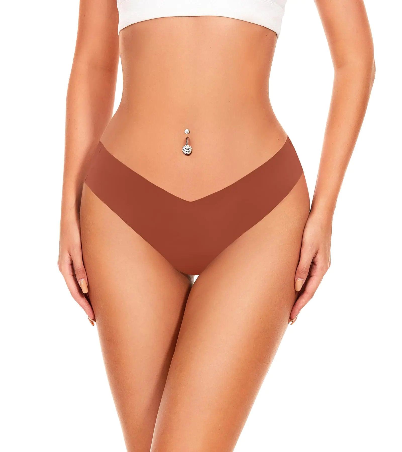 Hellopopgo Seamless Thongs For Womens V-waisted No Show Thong Seamless Panties Breathable Comfortable Underwear Women 6-Pack XX-Large Multicolored-a1-6pack - Evallys.com # #