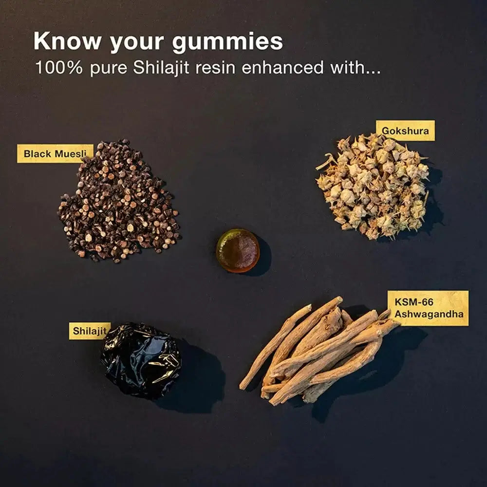 Himalayan Shilajit Gummies 3000mg with Ashwagandha & Gokshura - Evallys.com