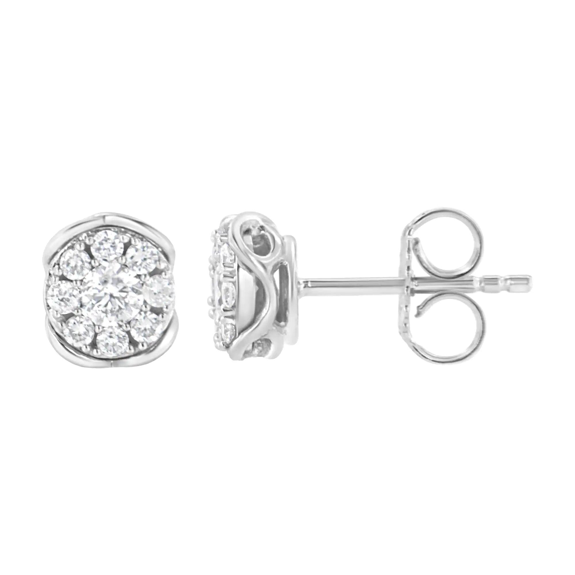 .925 Sterling Silver 1/2 cttw Lab Grown Diamond Composite Earring (F-G Color, VS2-SI1 Clarity) - Evallys.com # #