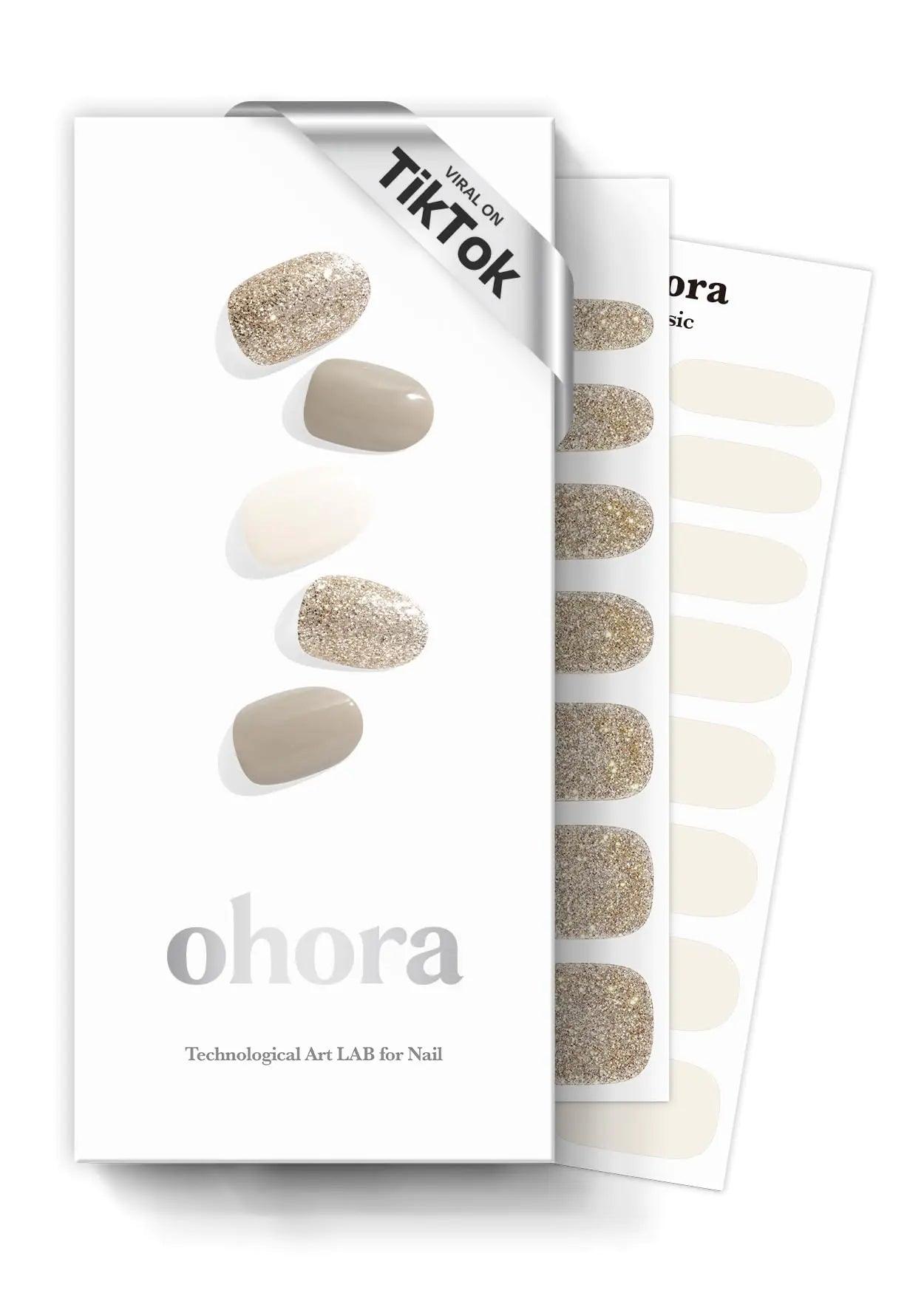 ohora Semi Cured Gel Nail Strips (N Bare Pink) - White, Solid, Works with Any UV/LED Nail Lamps, Salon-Quality, Long Lasting, Easy to Apply & Remove - Includes 2 Prep Pads, Nail File & Wooden Stick 01. N Bare Pink - Evallys.com # #