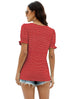 WIHOLL Tops for Women Summer Casual Ruffle Trim Sleeve Square Neck T Shirts X-Large 1-redstripe - Evallys.com # #