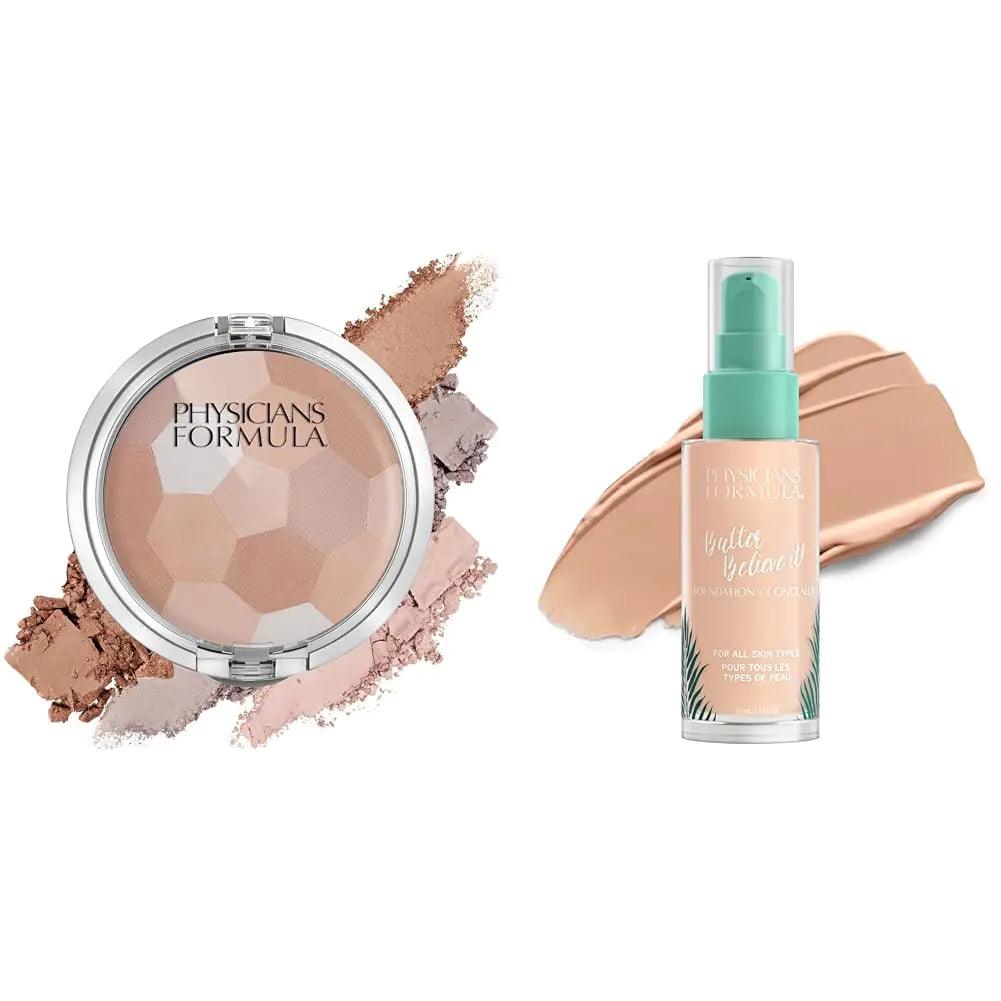 Physicians Formula Setting Powder Palette Multi-Colored Pressed Finishing Powder & Butter Believe It! Foundation + Concealer Light | Dermatologist Tested, Clinicially Tested Translucent Powder + Formula Butter - Evallys.com # #