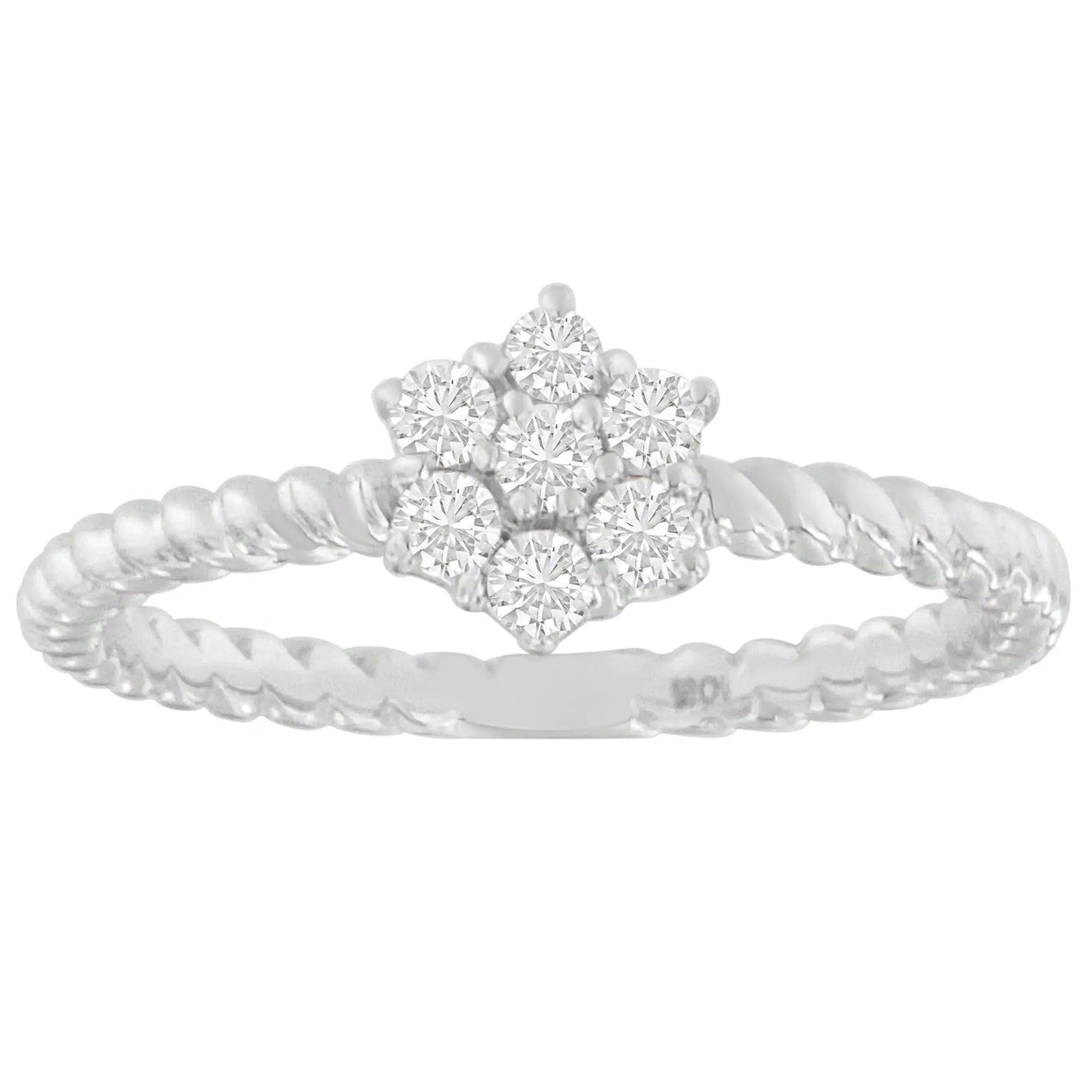 10K White Gold Diamond Cluster Ring (1/4 Cttw, H-I Color, SI1-SI2 Clarity) - Evallys.com # #