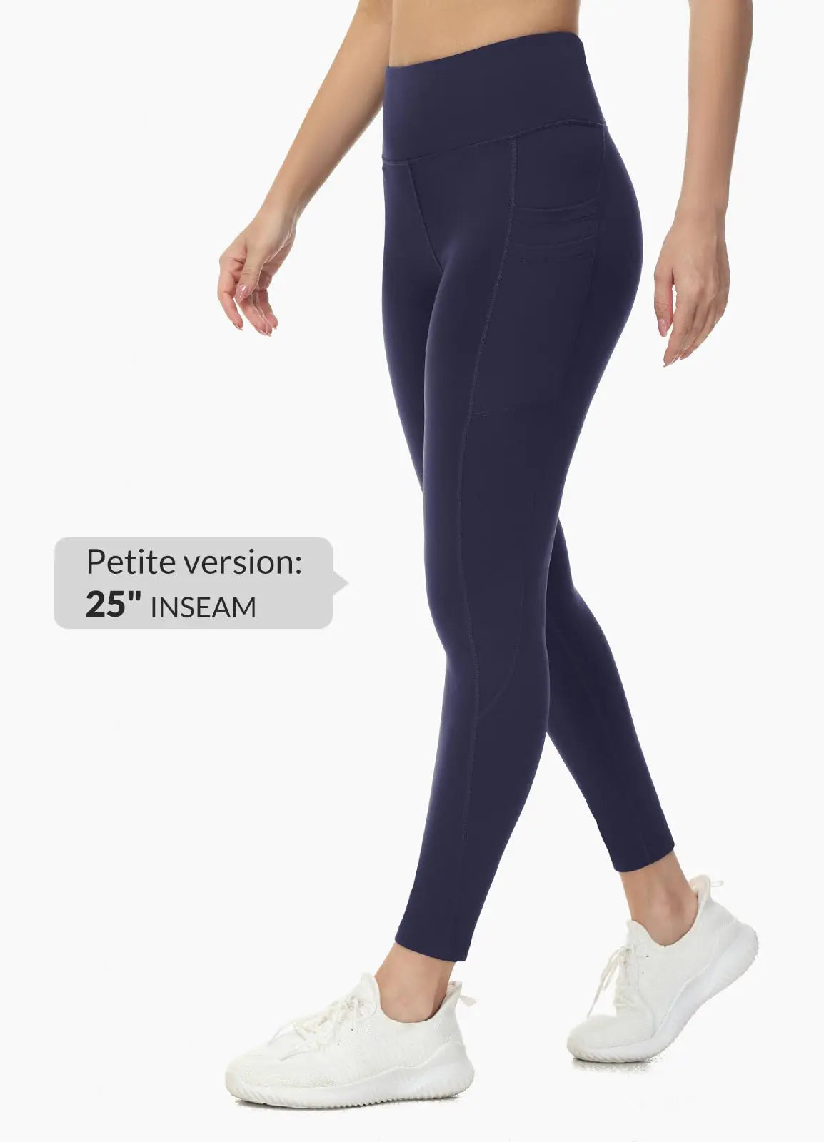 BALEAF Women's Fleece Lined Leggings Water Resistant Thermal Winter Warm Tights High Waisted with Pockets Running Gear 3X-Large Petite-25"-navy - Evallys.com # #