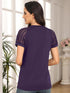 AUTOMET Womens Tshirts Trendy Fashion Tops Lace Short Sleeve Business Tee Shirts Casual Knitted Blouses Summer Outfits 2024 Small Darkpurple - Evallys.com # #
