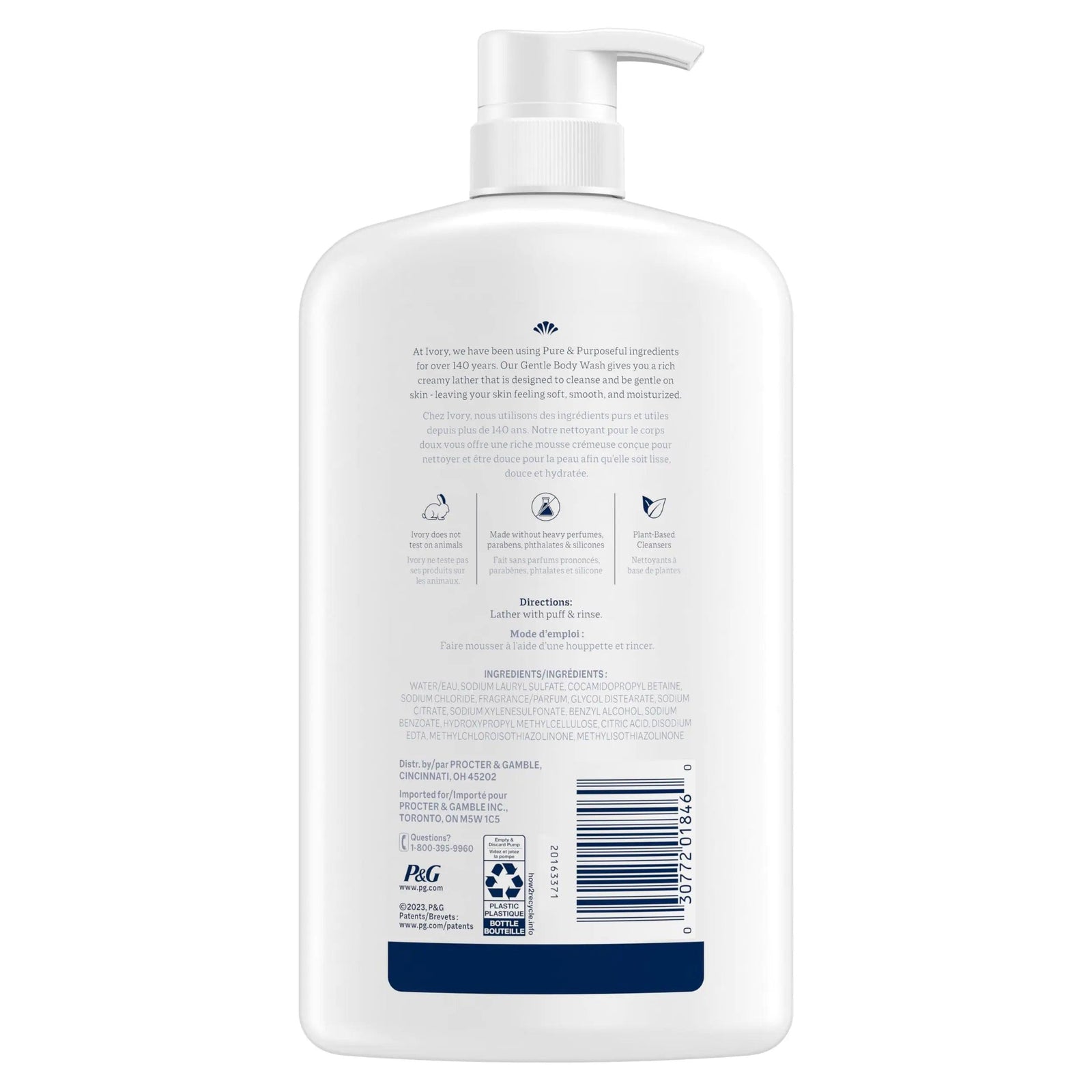 Ivory Gentle Body Wash, Designed for the Whole Family, Free of Dyes Heavy Perfumes Parabens Phthalates & Silicones, Original Scent, 35 oz 35 Fl Oz (Pack of 1) - Evallys.com # #