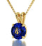 14k Yellow Gold Virgo Necklace Zodiac Pendant 24k Gold inscribed on Crystal - Evallys.com # #