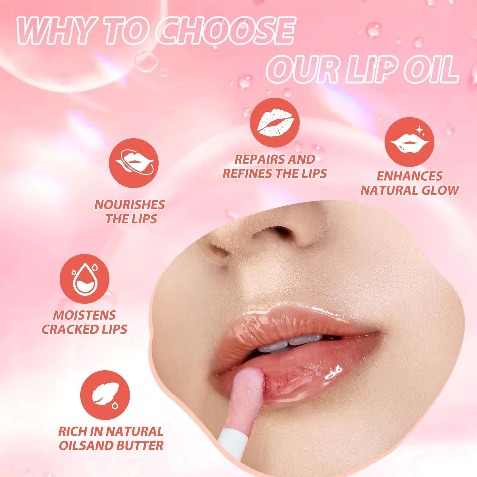 LANGMANNI Lip Oil,No-Sticky Gloss Lip Balm Lip Care,Fruit Flavoured Lip Oil For Dry Lip's Moisturizing Hydrating And Nourishing (Strawberry+Coco) (Strawberry+Coco) - Evallys.com # #